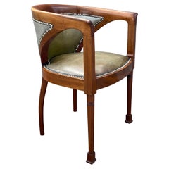 Art Deco Mahogany and Leather Armchair