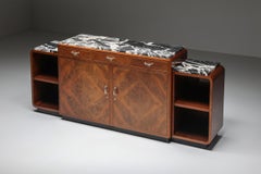 Crédence Art déco en acajou et marbre de Charles Van Beerleir, néerlandais, années 1950