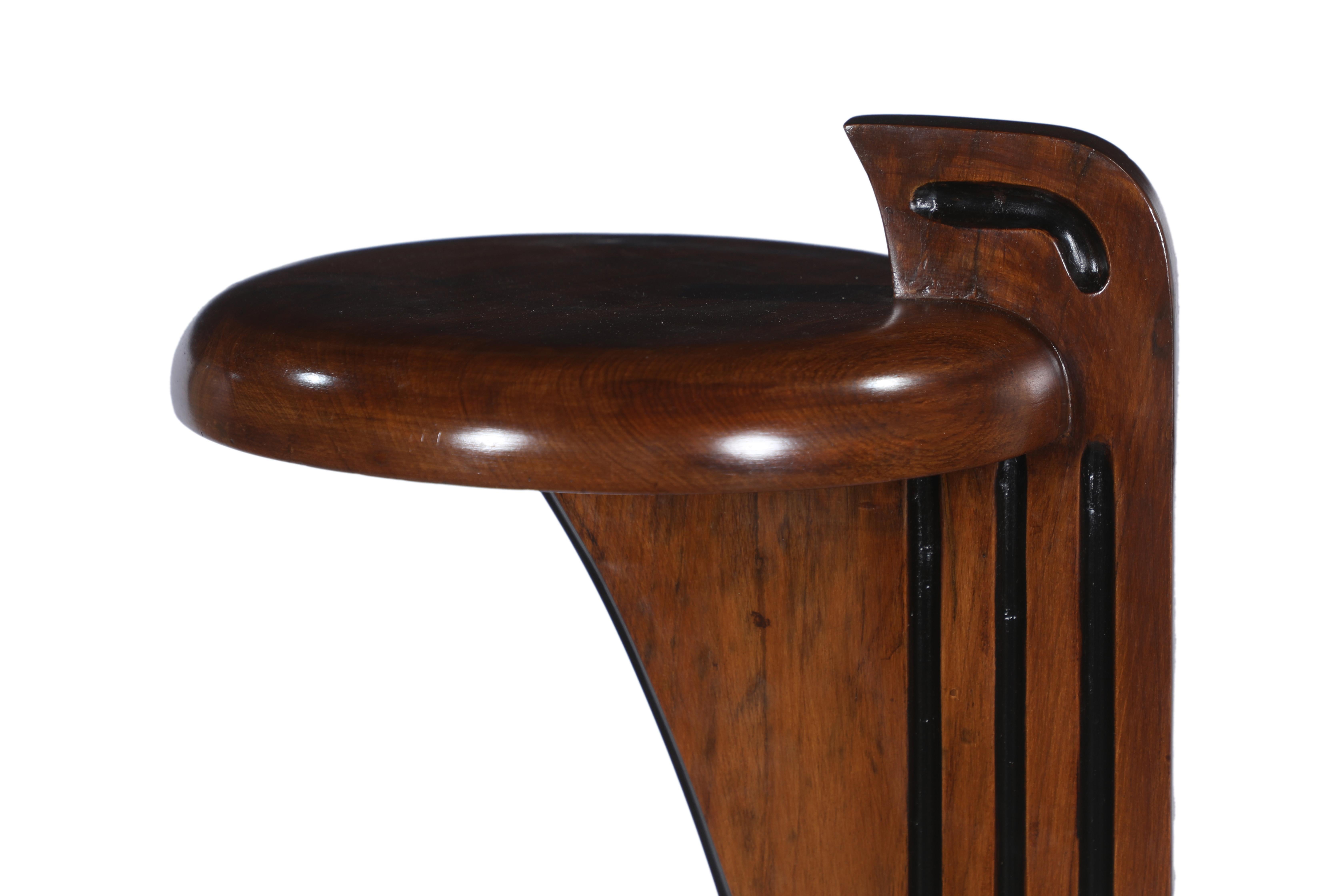 Indian Art Deco Mahogany and Rosewood Pedestal Stand or Side Table For Sale