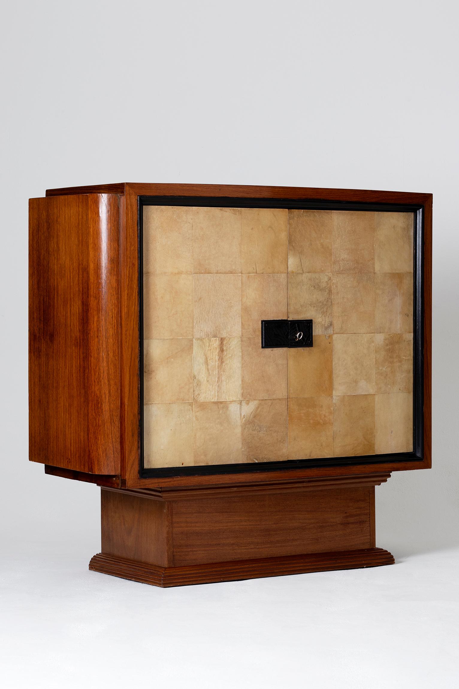 20th Century Art Deco Mahogany and Velum Cabinet