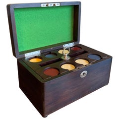 Vintage Art Deco Mahogany Boxed Poker Chip Set