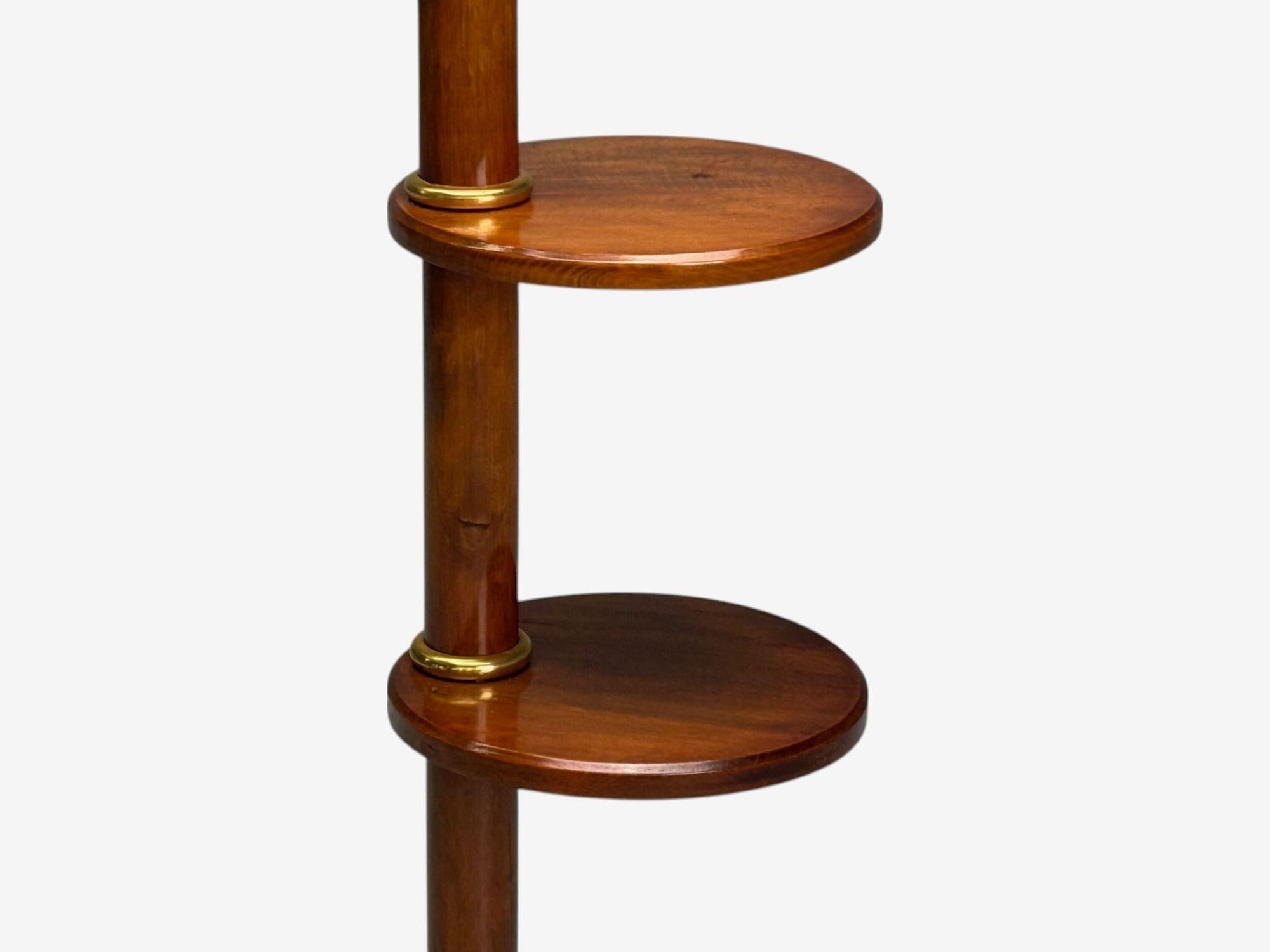 American Art Deco, Mahogany, Bronze, Floor Lamp with Shelves, USA, 1940s For Sale