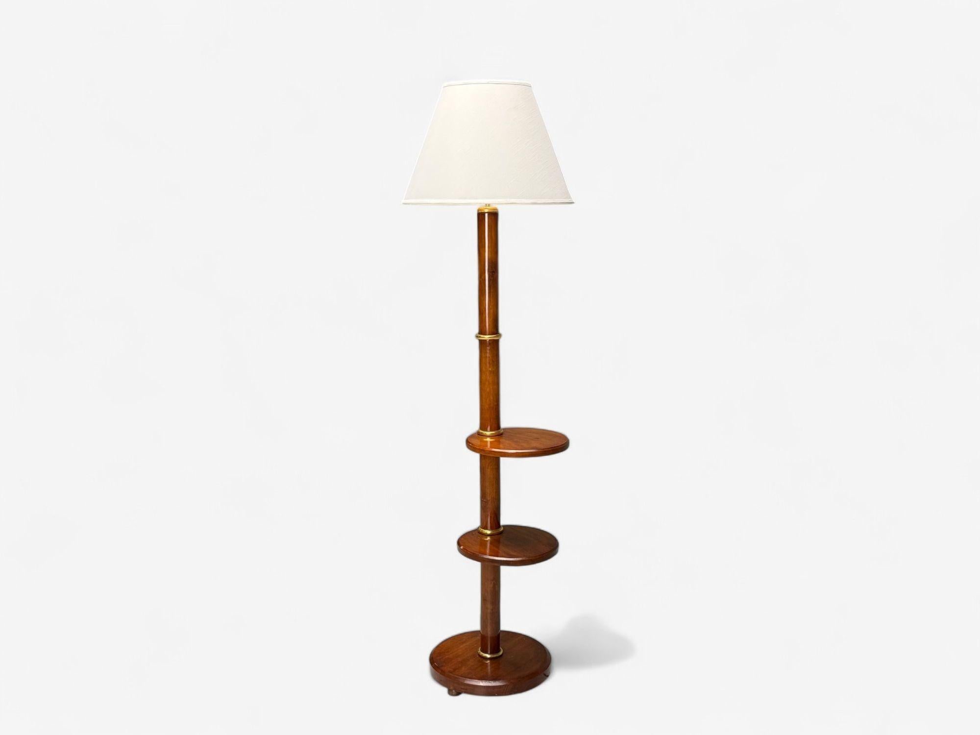 Art Deco, Mahogany, Bronze, Floor Lamp with Shelves, USA, 1940s For Sale 2