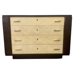 Art Deco Mahogany Chest of Drawers with Parchment Handles, 1940s