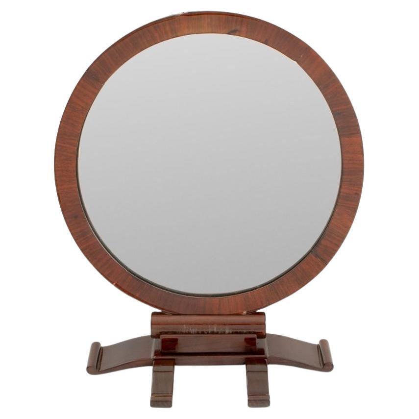 Art Deco Mahogany Circular Table-Top Mirror