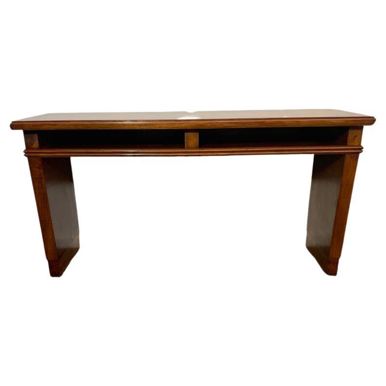 Art Deco Mahogany Console Table with Open Compartments