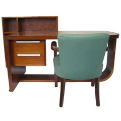 Art Deco Mahogany Desk and Chair by Rene Herbst