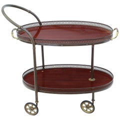 Antique Art Deco Mahogany Cake Serving Table Drinks Trolley