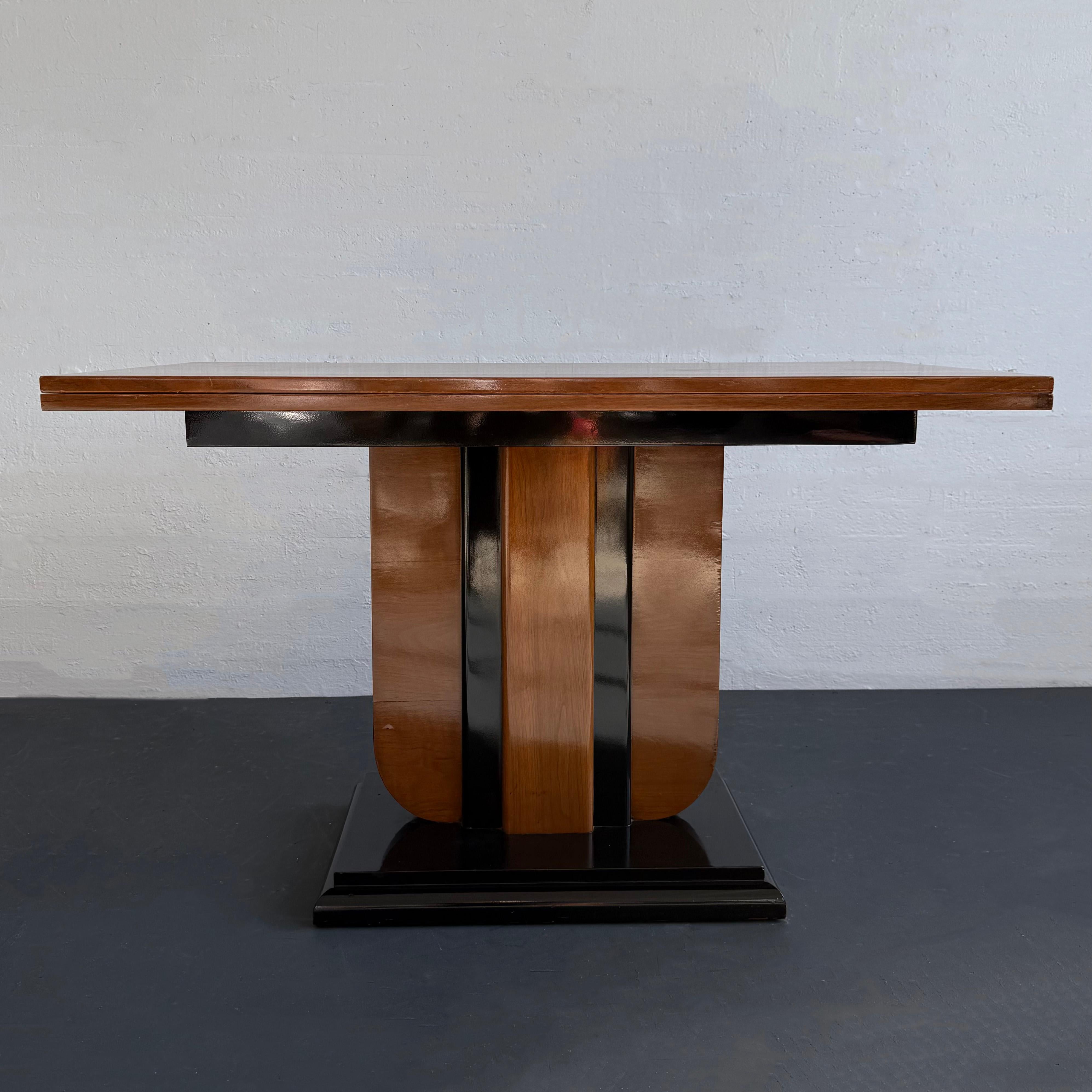 American Art Deco Mahogany Flip-Top Console Dining Table For Sale