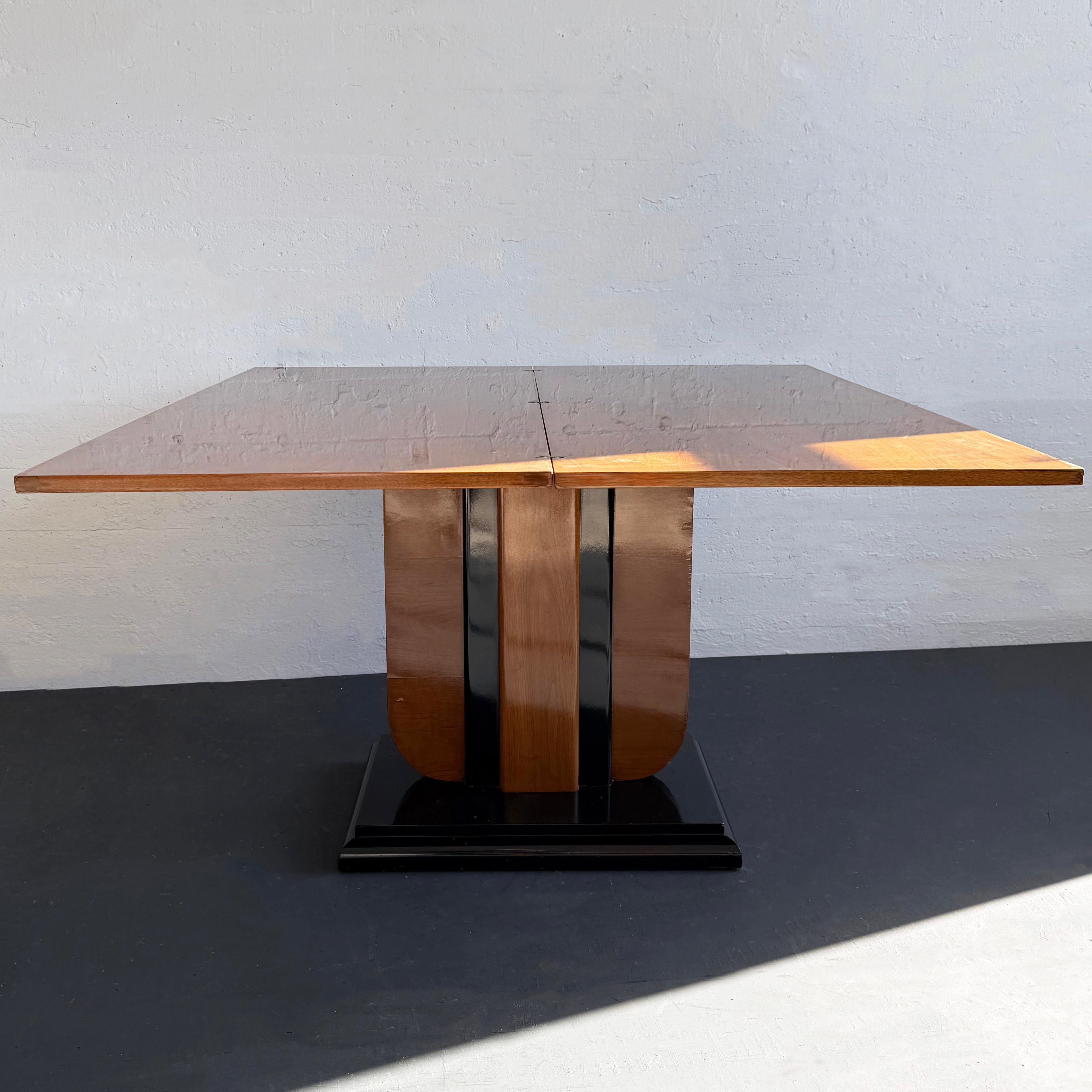 Art Deco Mahogany Flip-Top Console Dining Table For Sale 1
