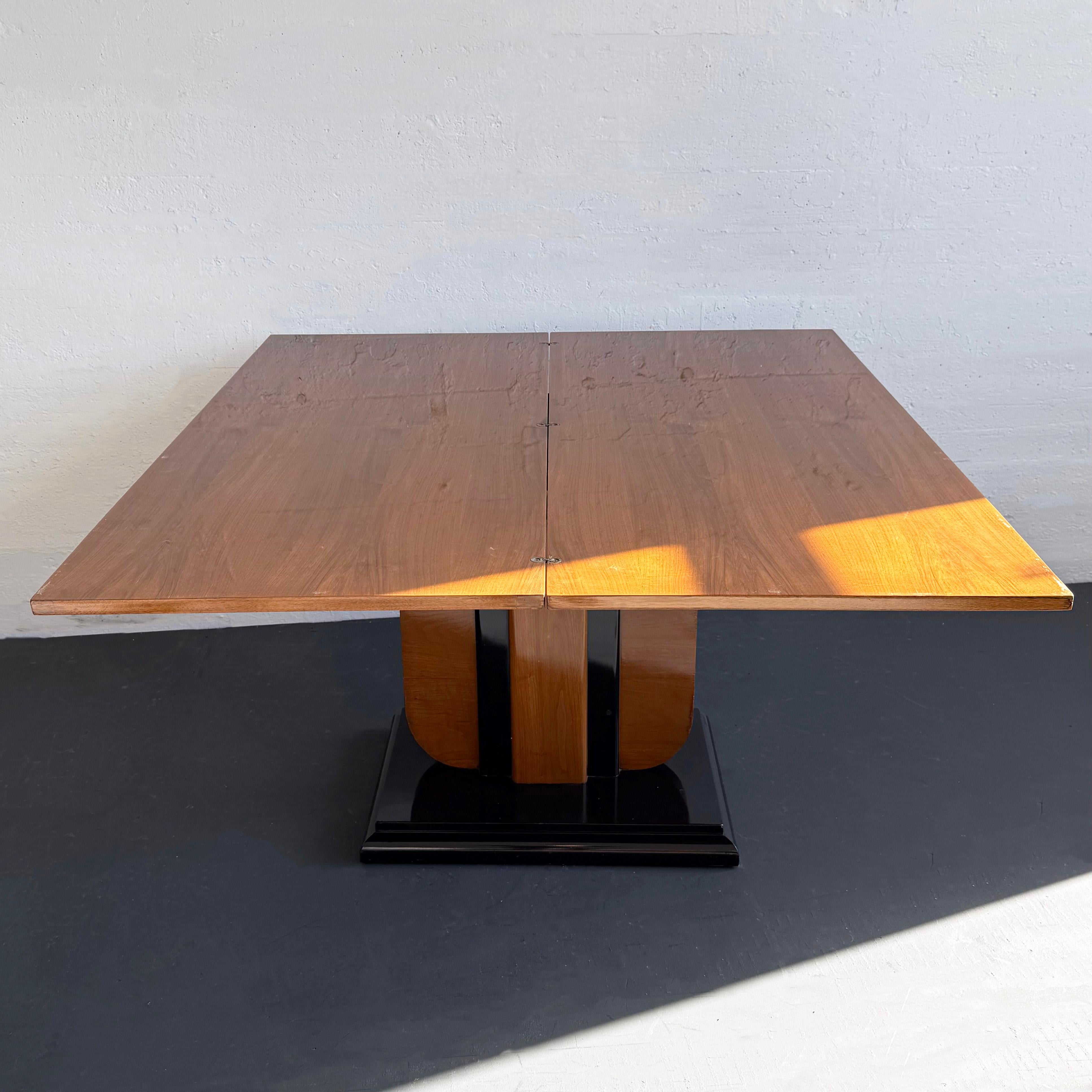 Art Deco Mahogany Flip-Top Console Dining Table For Sale 2