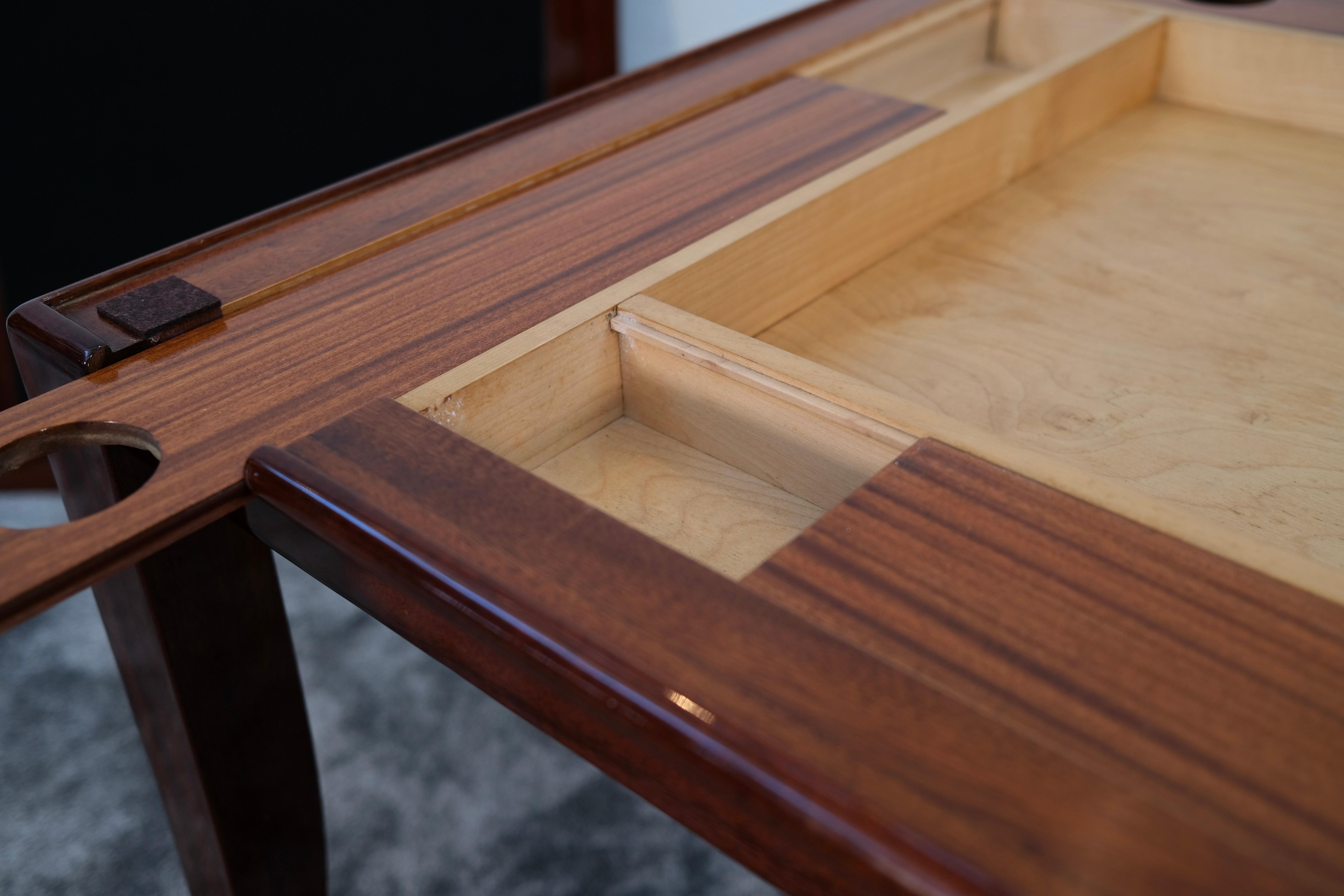 Art Deco Mahogany Flip-Top Game Table in High Gloss Lacquer, France 1930s For Sale 4