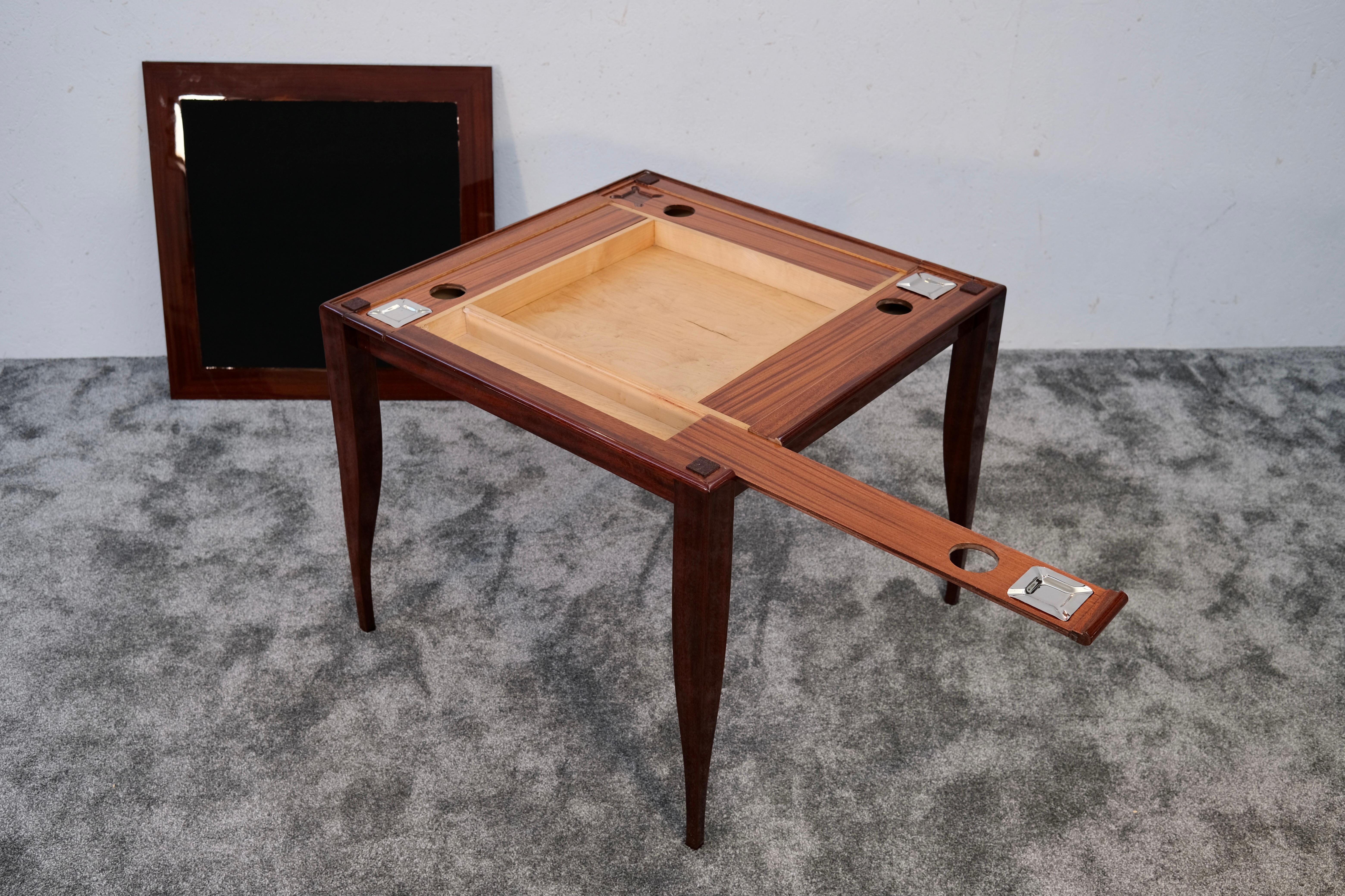Art Deco Mahogany Flip-Top Game Table in High Gloss Lacquer, France 1930s For Sale 5