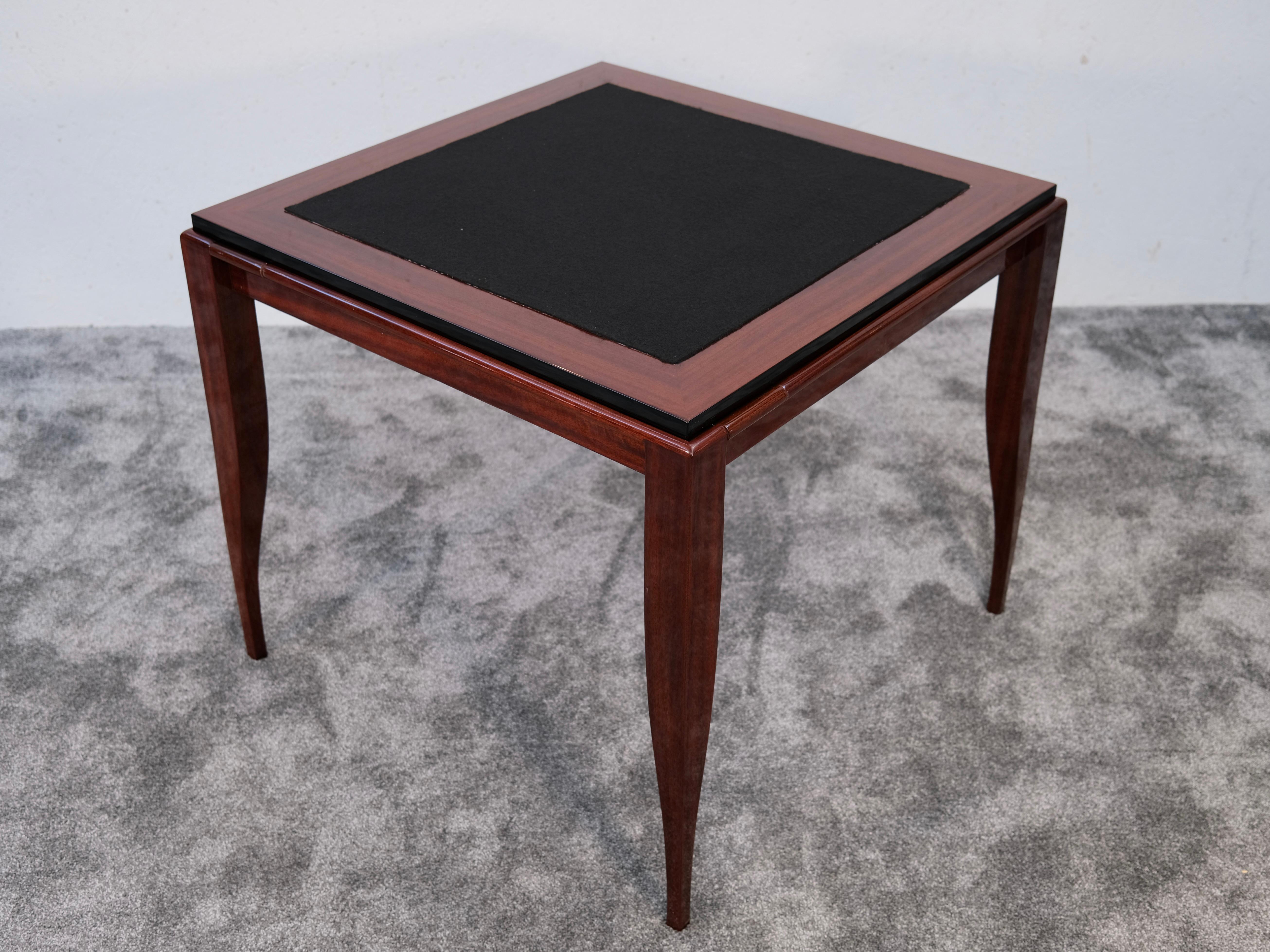 Art Deco Mahogany Flip-Top Game Table in High Gloss Lacquer, France 1930s For Sale 6