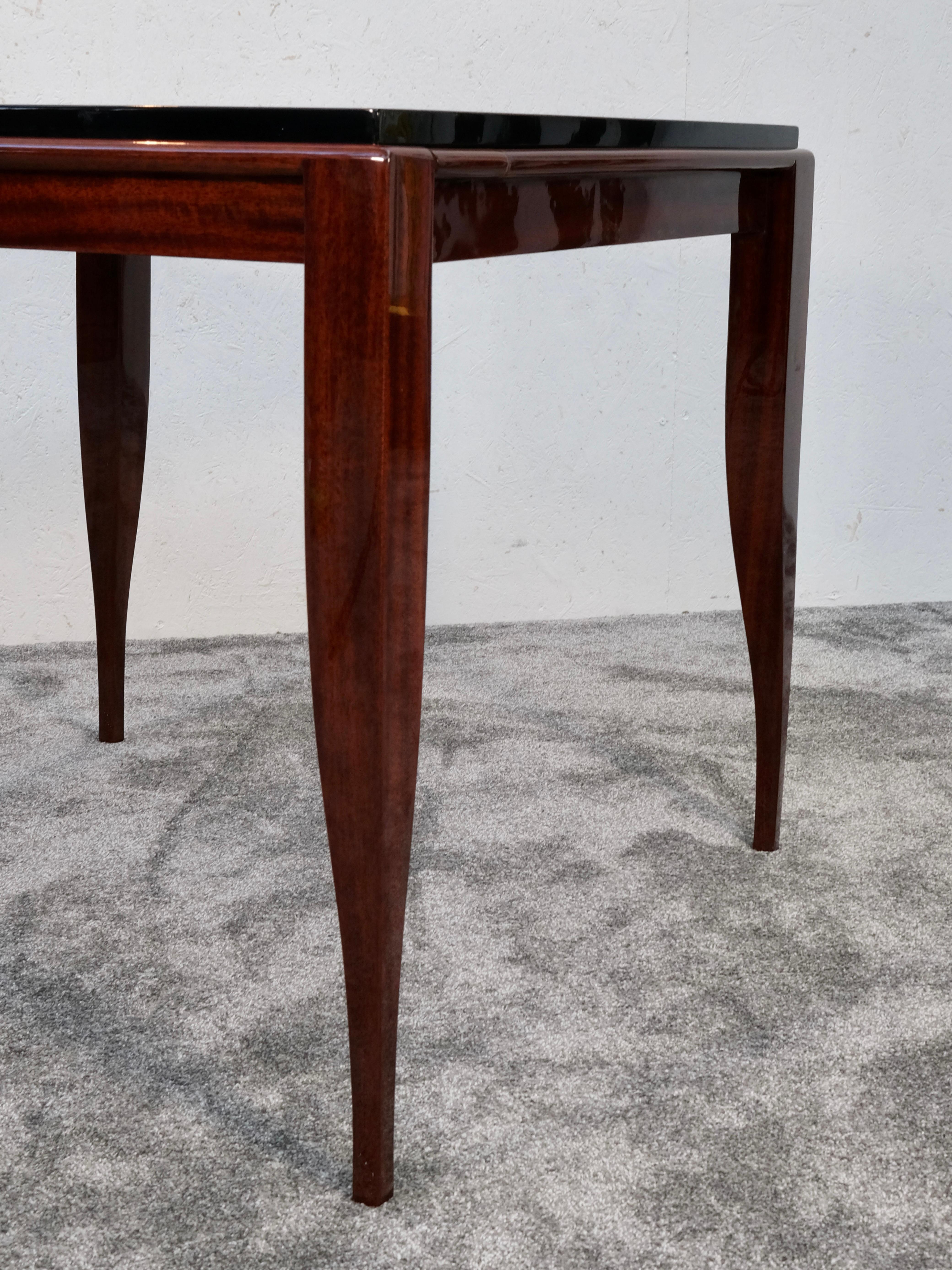 Lacquered Art Deco Mahogany Flip-Top Game Table in High Gloss Lacquer, France 1930s For Sale