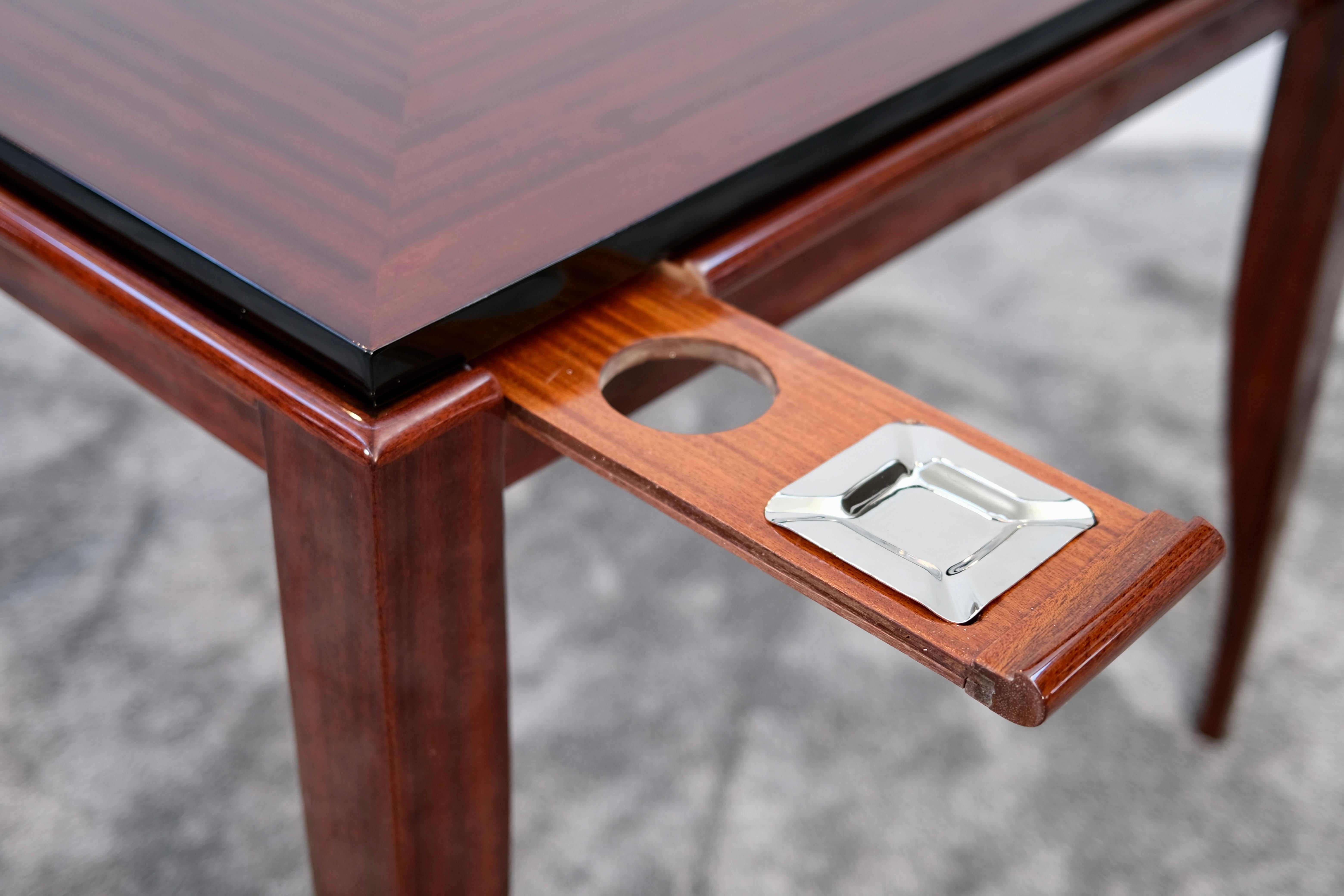 Art Deco Mahogany Flip-Top Game Table in High Gloss Lacquer, France 1930s In Good Condition For Sale In Ulm, DE