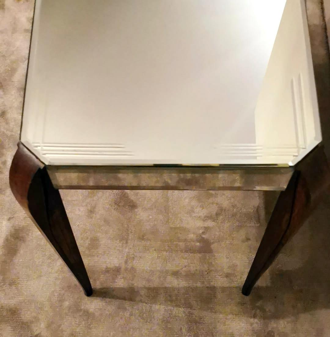 Art Deco French Wood Coffee Table with Mirrors 3