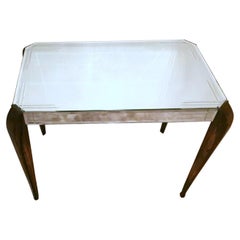 Art Deco French Wood Coffee Table with Mirrors
