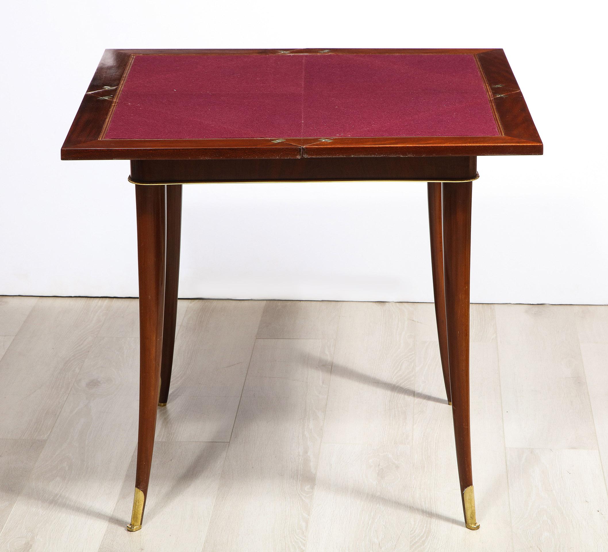 Felt Art Deco Mahogany Game Table For Sale