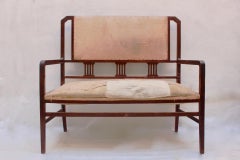 Art Deco Beech Living Room Set Settee and 4 Chairs, Spain, 1930s