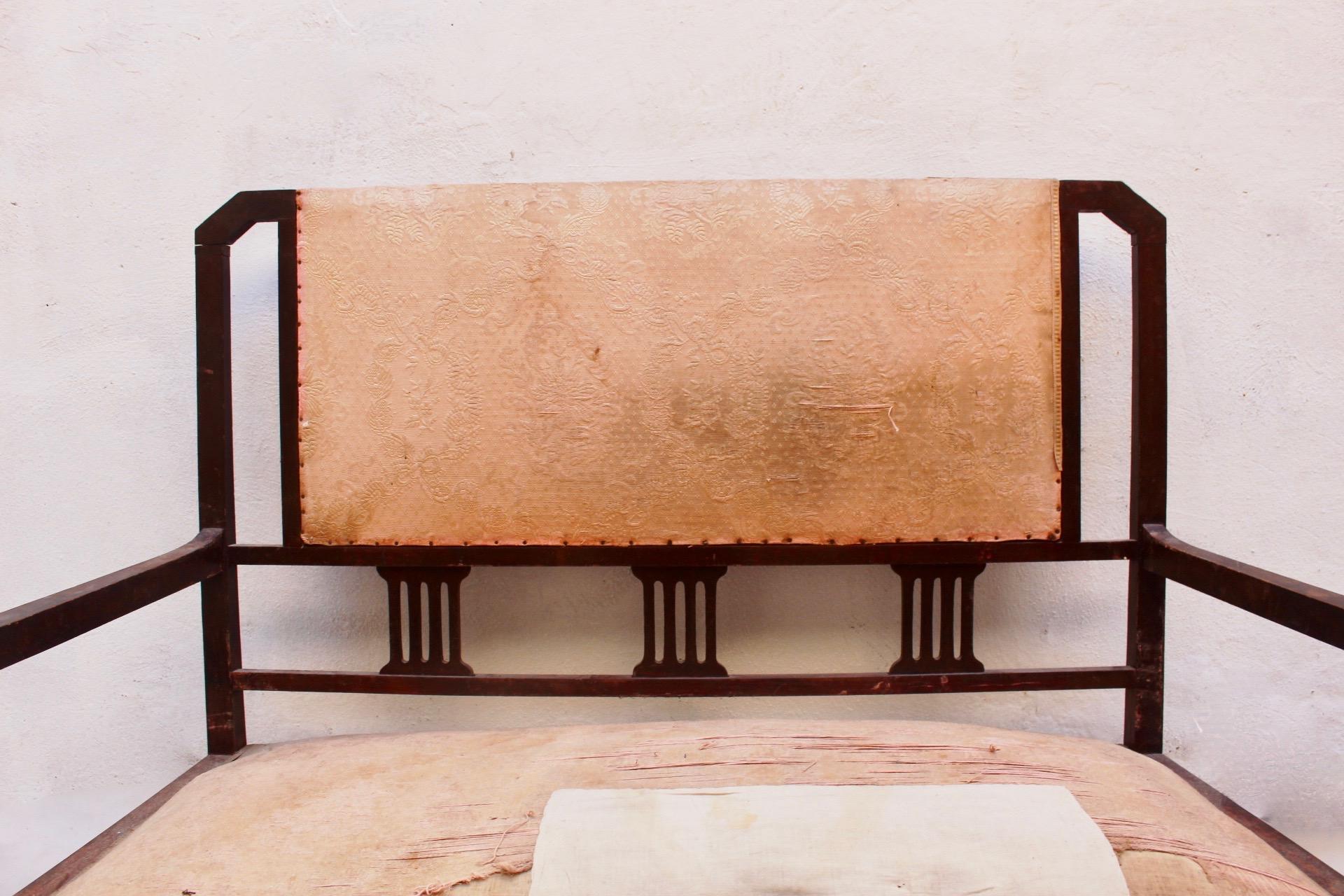 Mid-20th Century Art Deco Beech Living Room Set Settee and 4 Chairs, Spain, 1930s For Sale