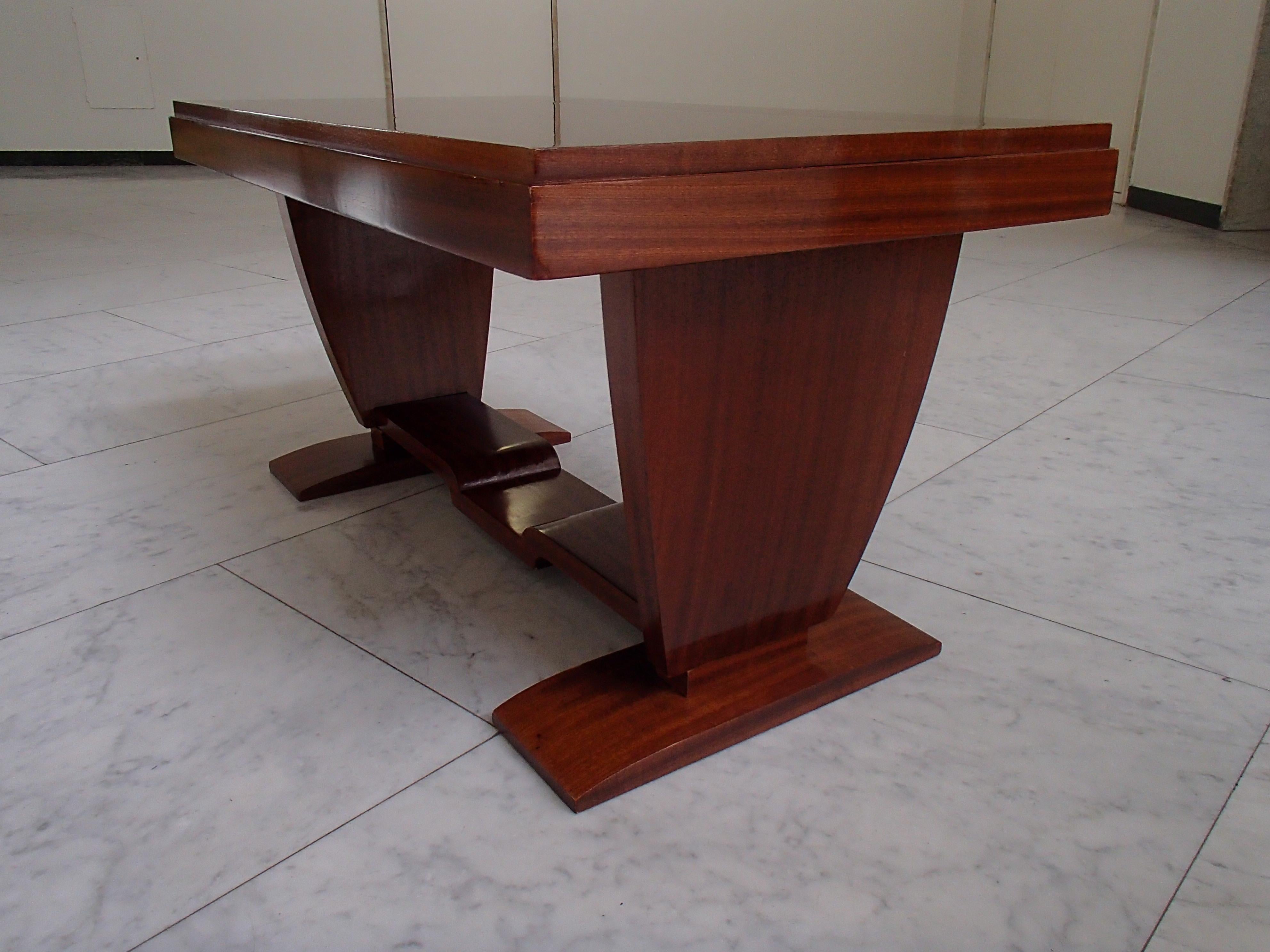 Art Deco Mahogany Low Rectangular Table Restored For Sale 5