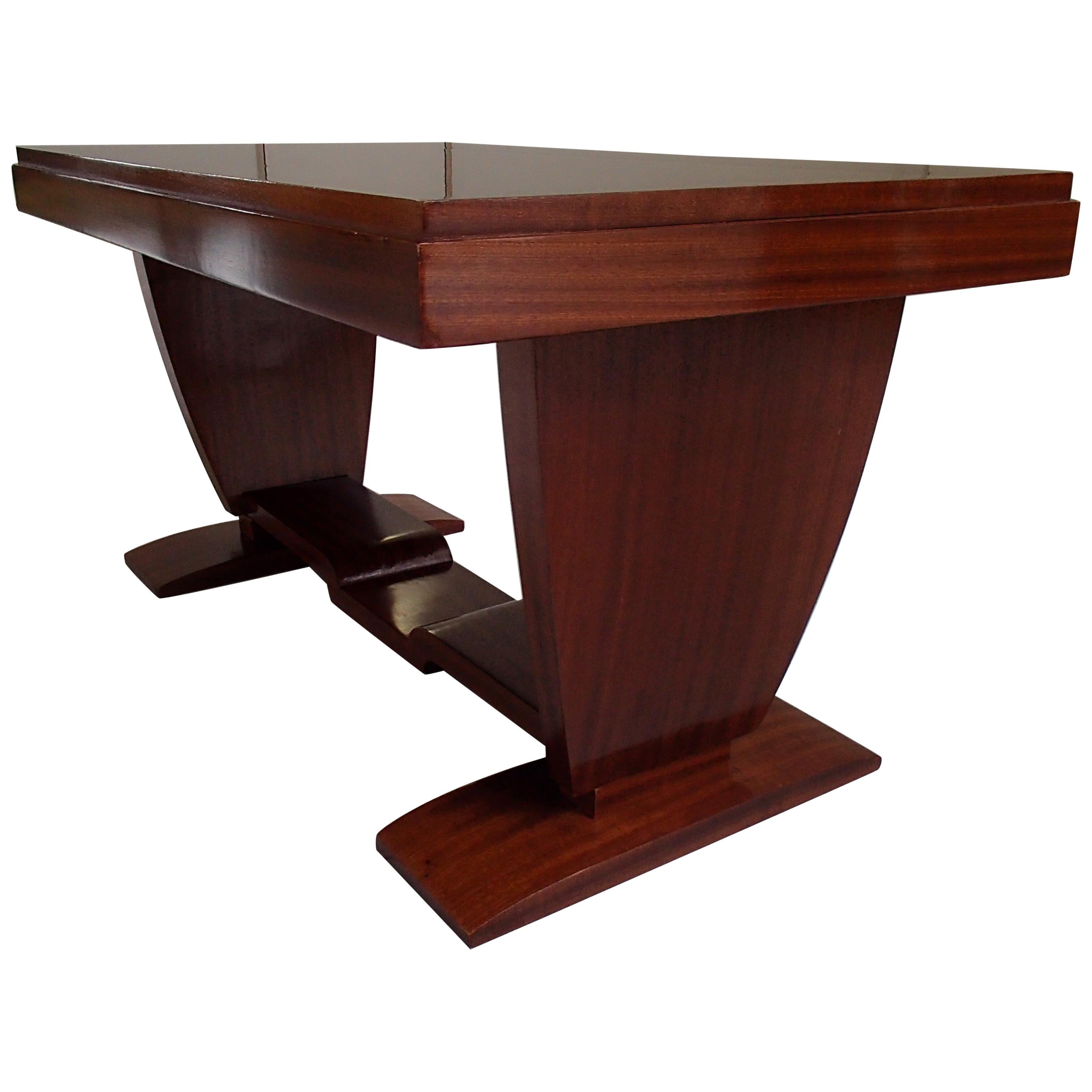 Art Deco Mahogany Low Rectangular Table Restored For Sale