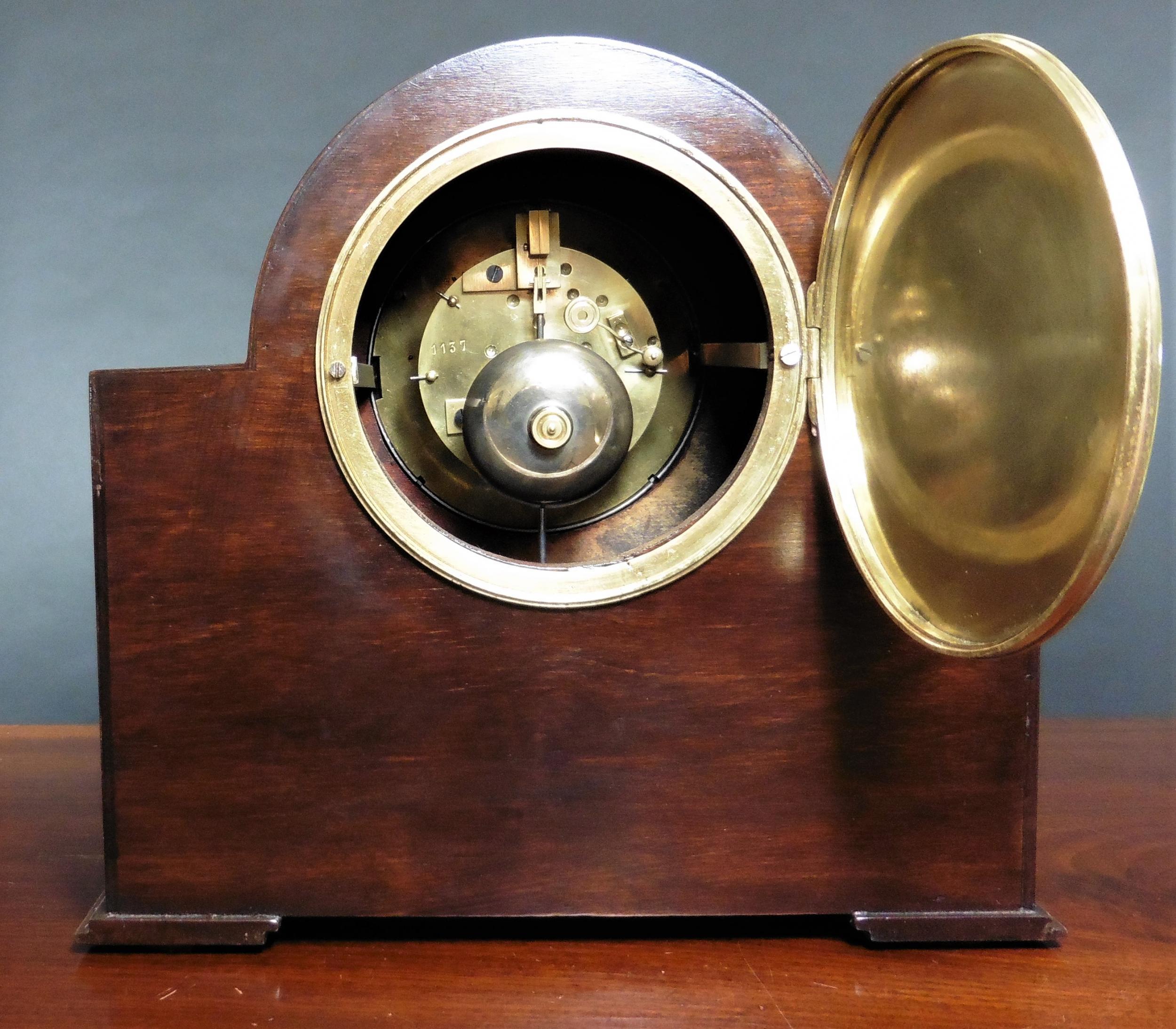 Art Deco Mahogany Mantel Clock For Sale 1