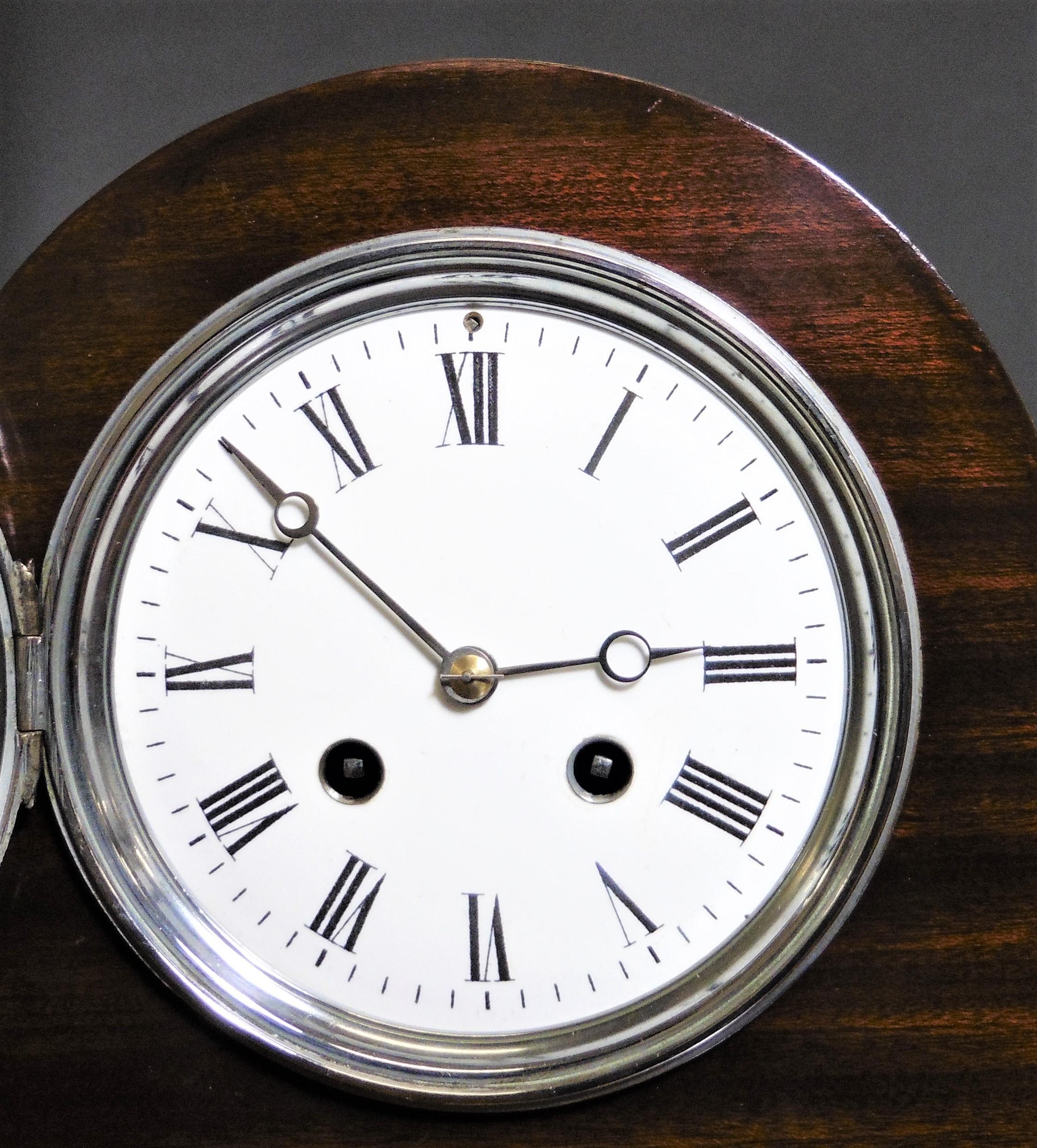 Art Deco Mahogany Mantel Clock For Sale 2