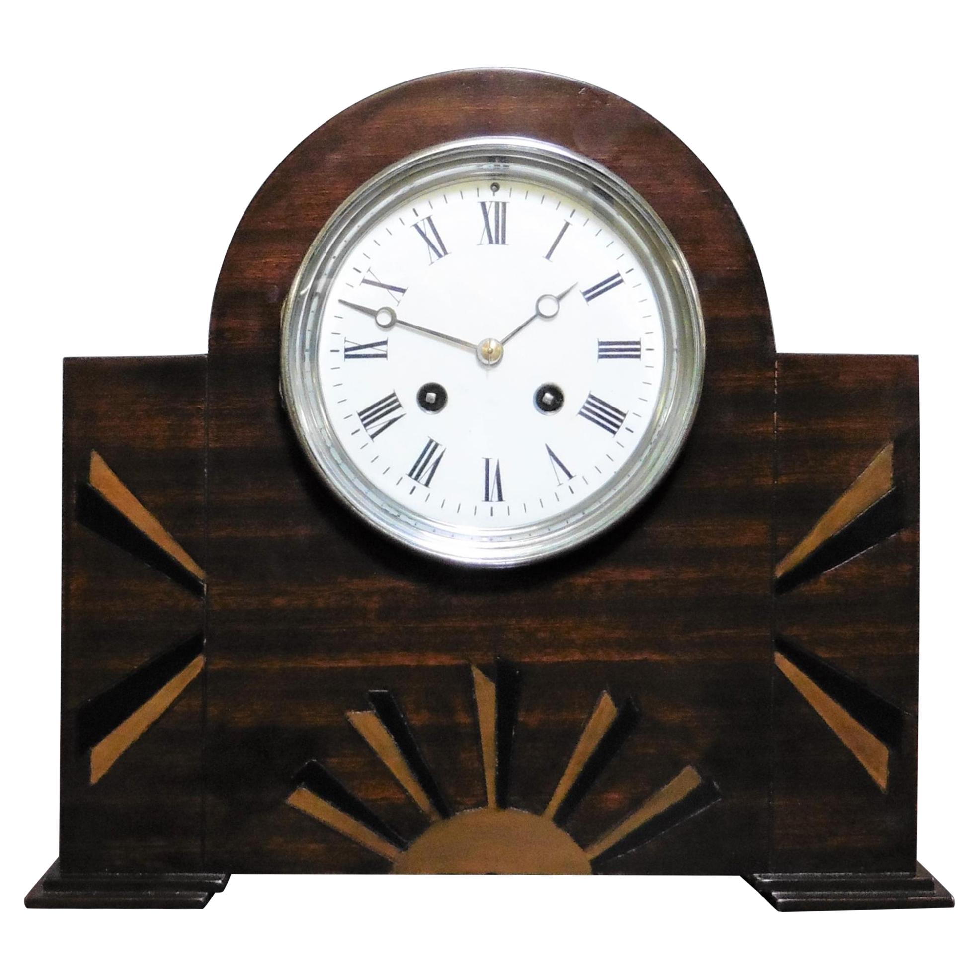 Art Deco Mahogany Mantel Clock For Sale