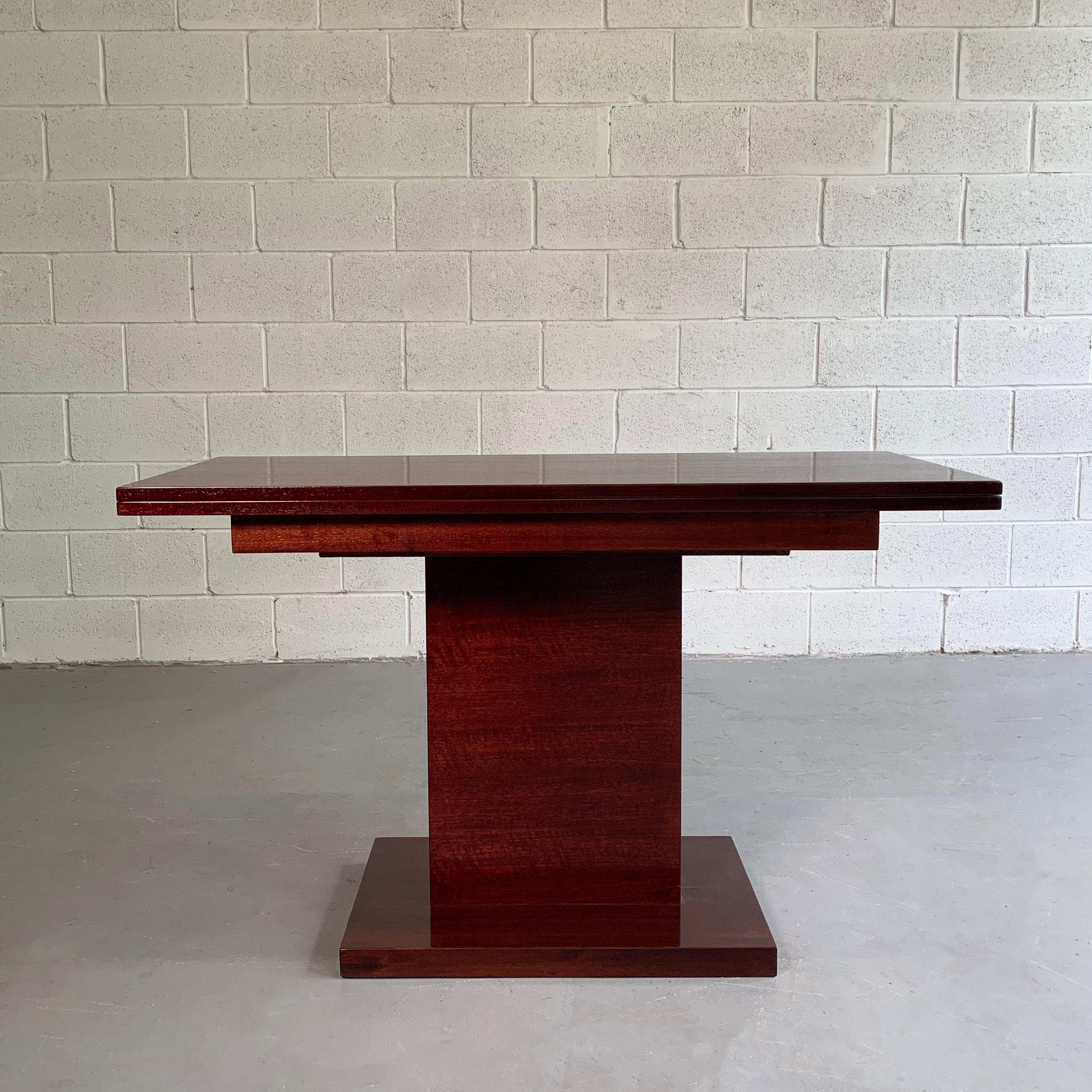 American Art Deco Mahogany Pedestal Console Dining Table in the Manner of Donald Deskey