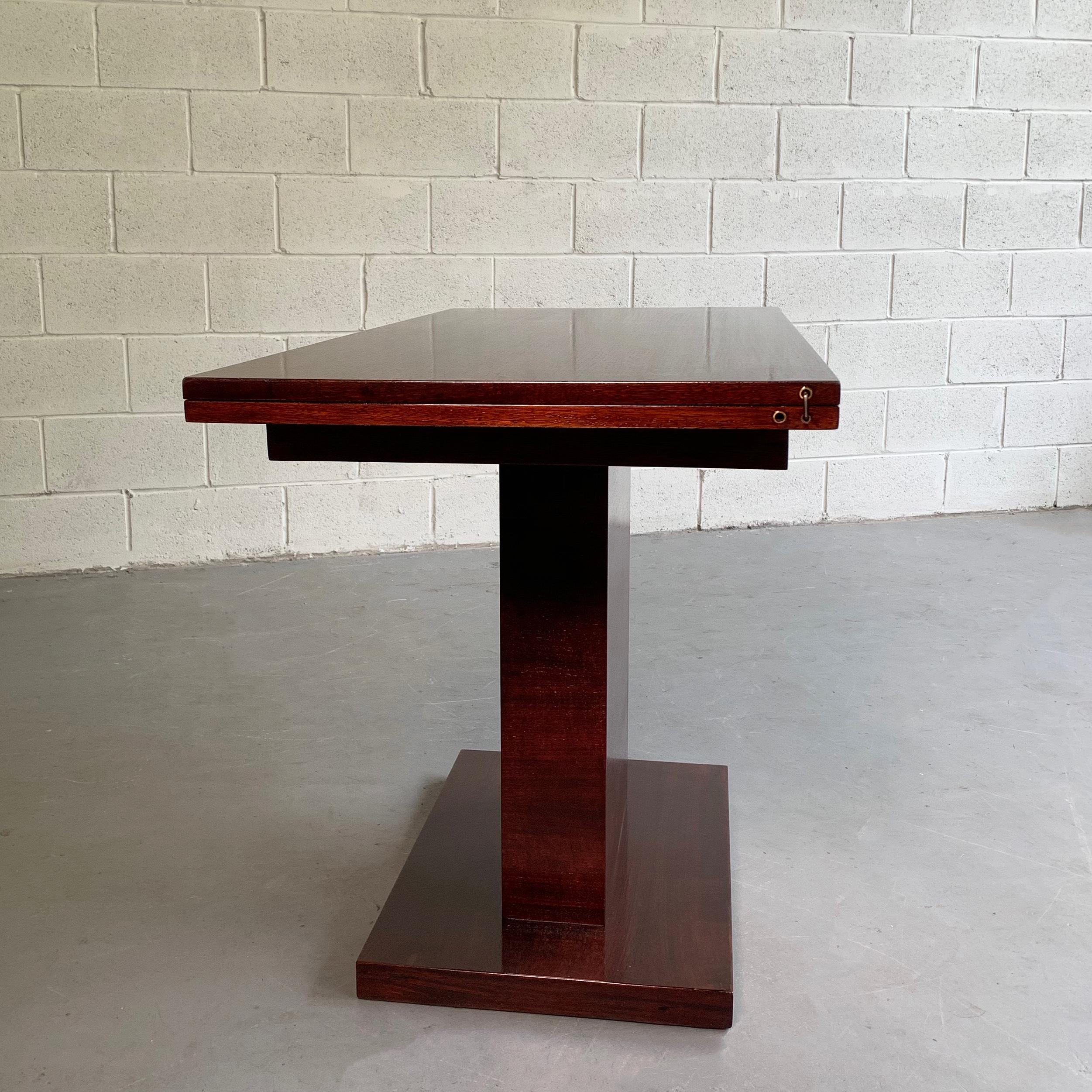 Art Deco Mahogany Pedestal Console Dining Table in the Manner of Donald Deskey 1