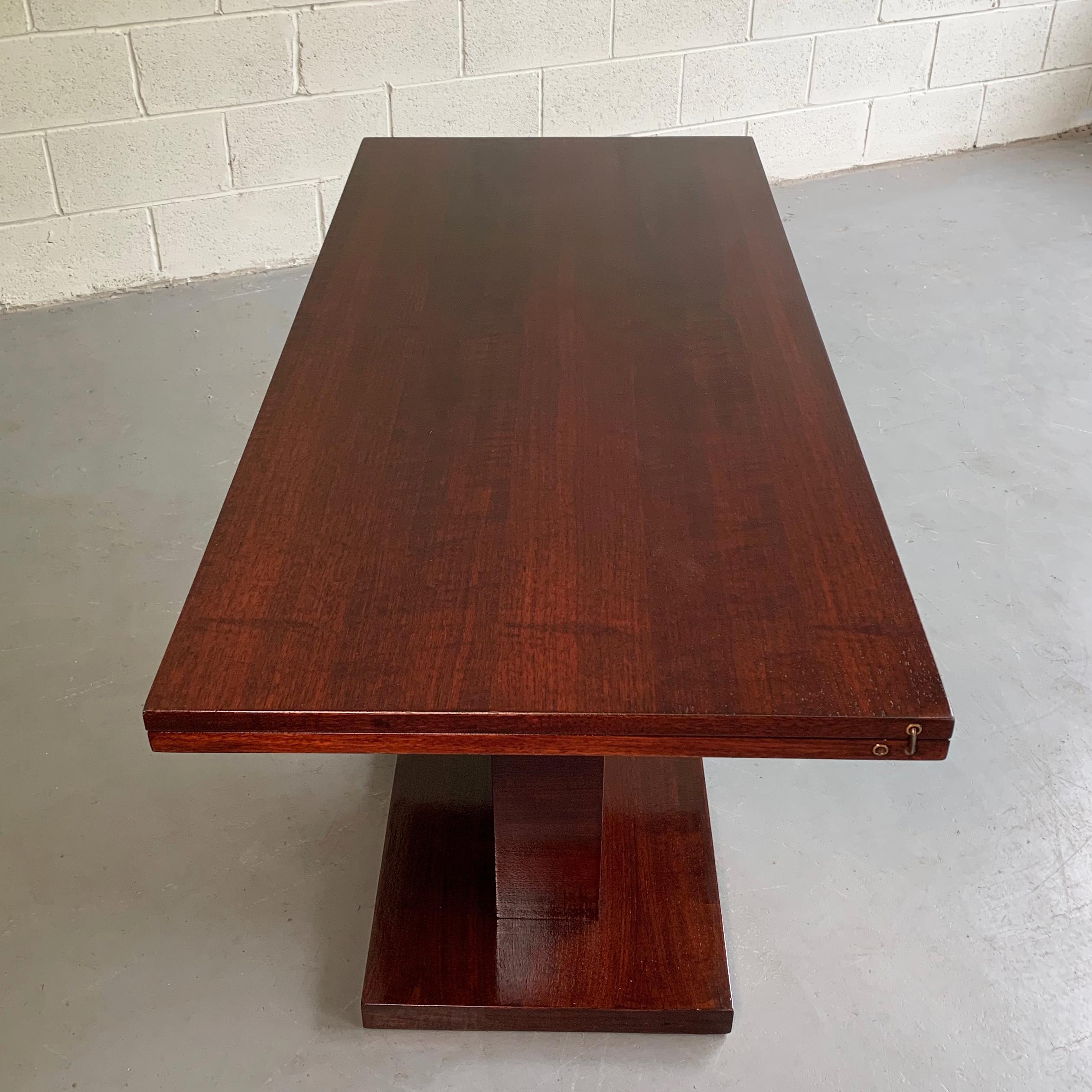 Art Deco Mahogany Pedestal Console Dining Table in the Manner of Donald Deskey 2