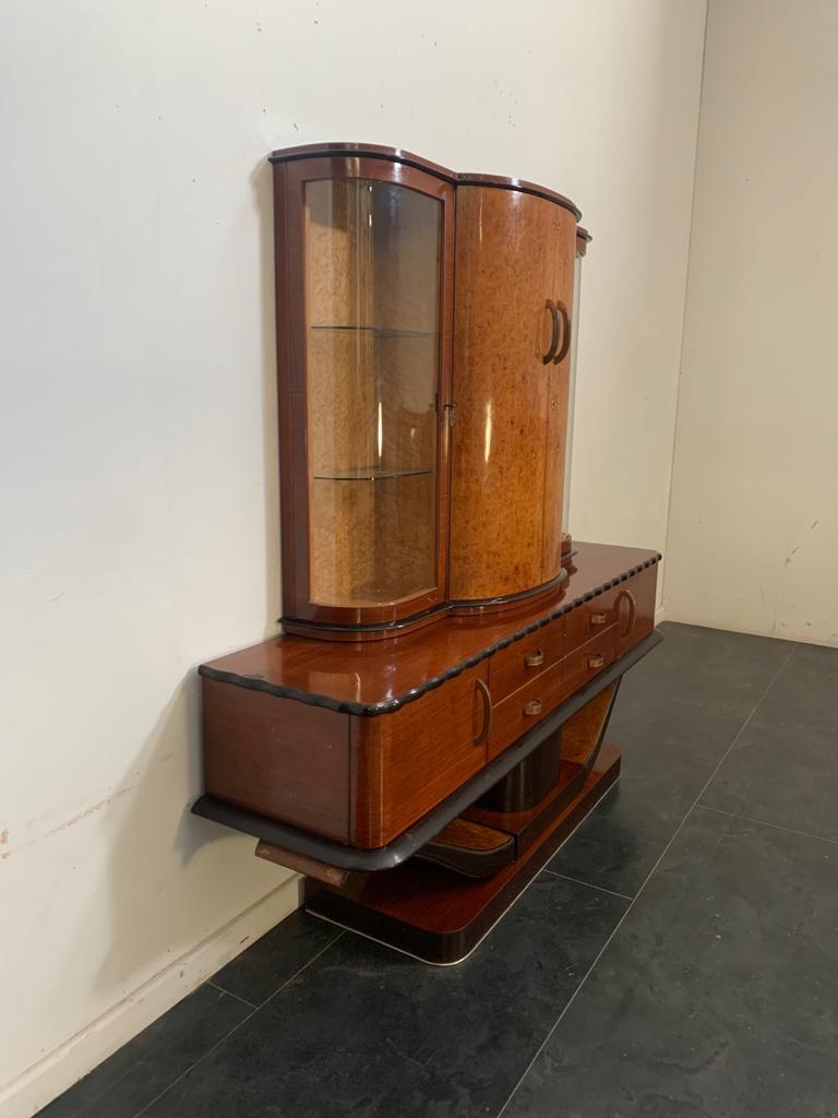 European Art Deco Mahogany Sideboard or Showcase, 1930s For Sale