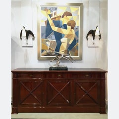 Art Deco Mahogany Sideboard with Black Marble Top by Maxime Old