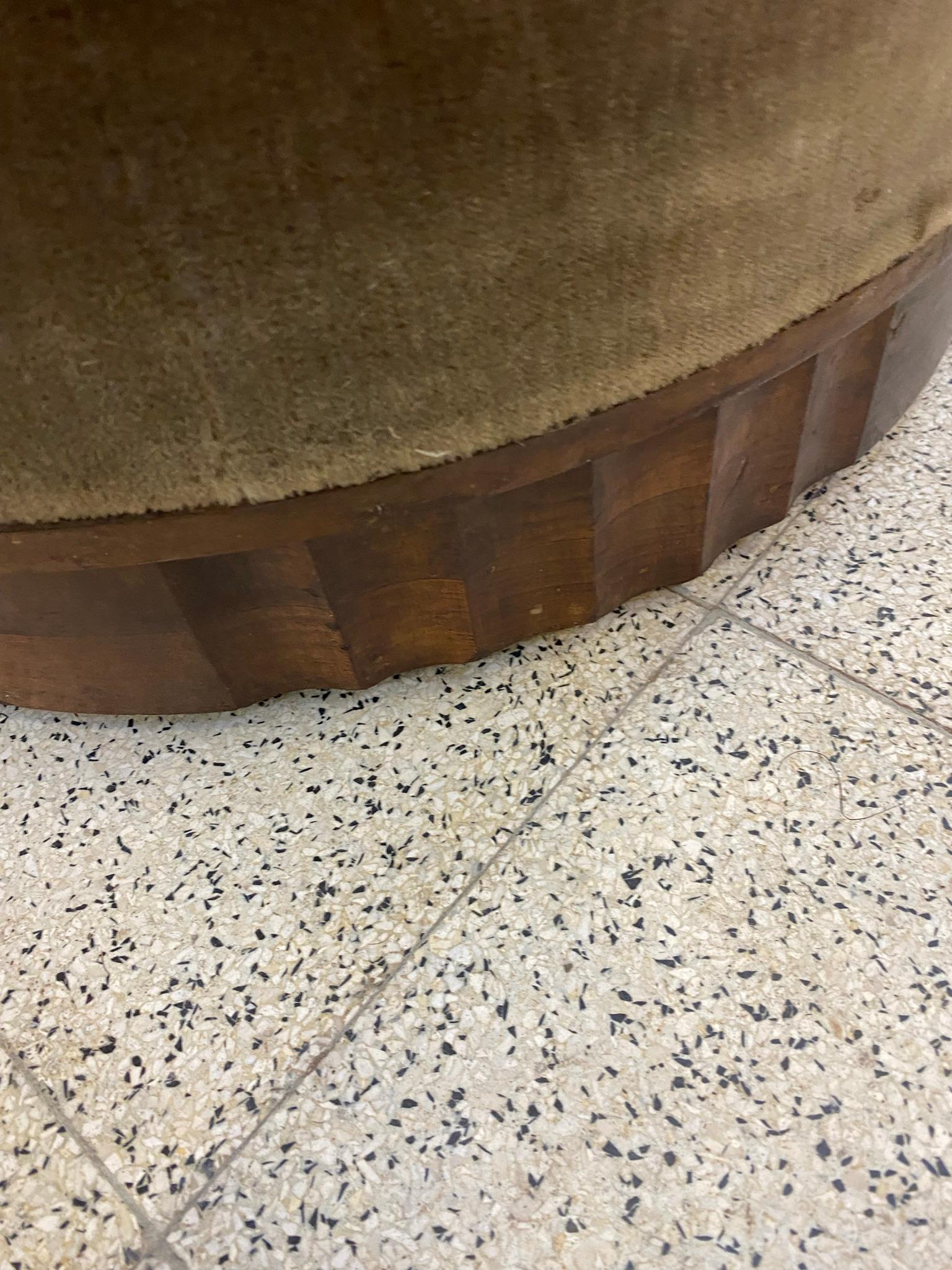Art Deco walnut Stool circa 1930 in the Style of DIM In Fair Condition For Sale In Saint-Ouen, FR