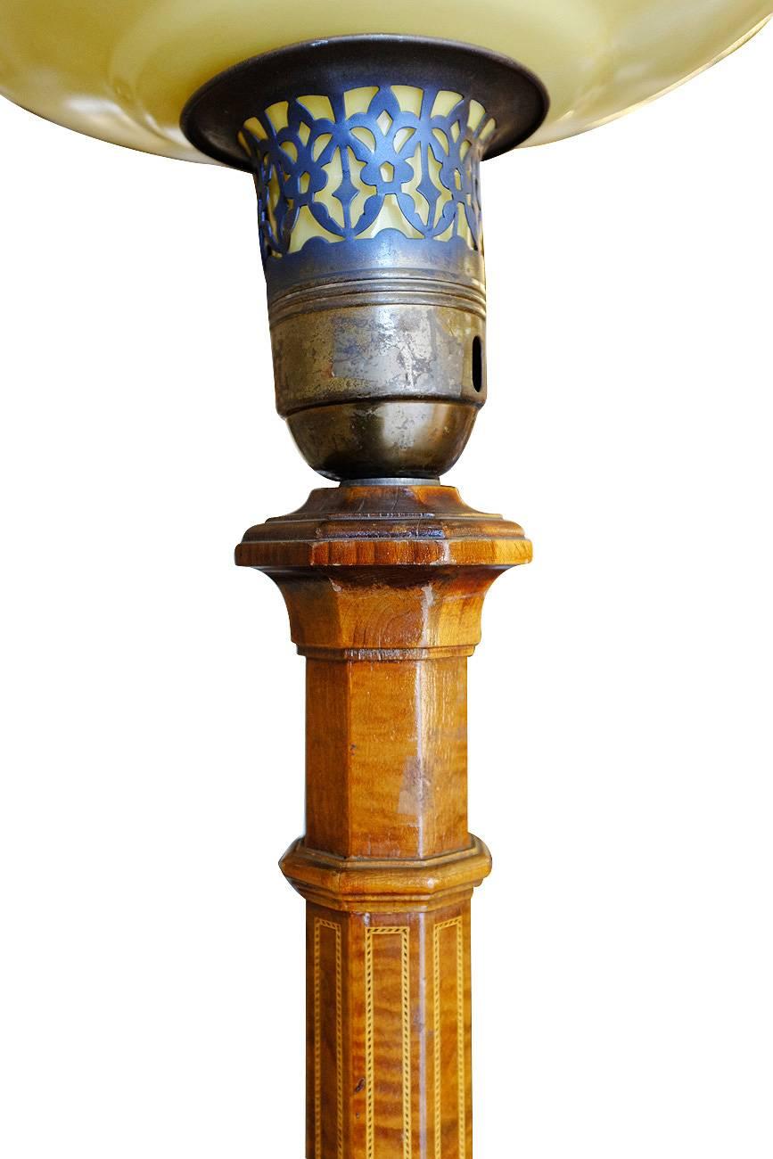 Art Deco Mahogany Torchiere Floor Lamp, Pair In Excellent Condition In Van Nuys, CA