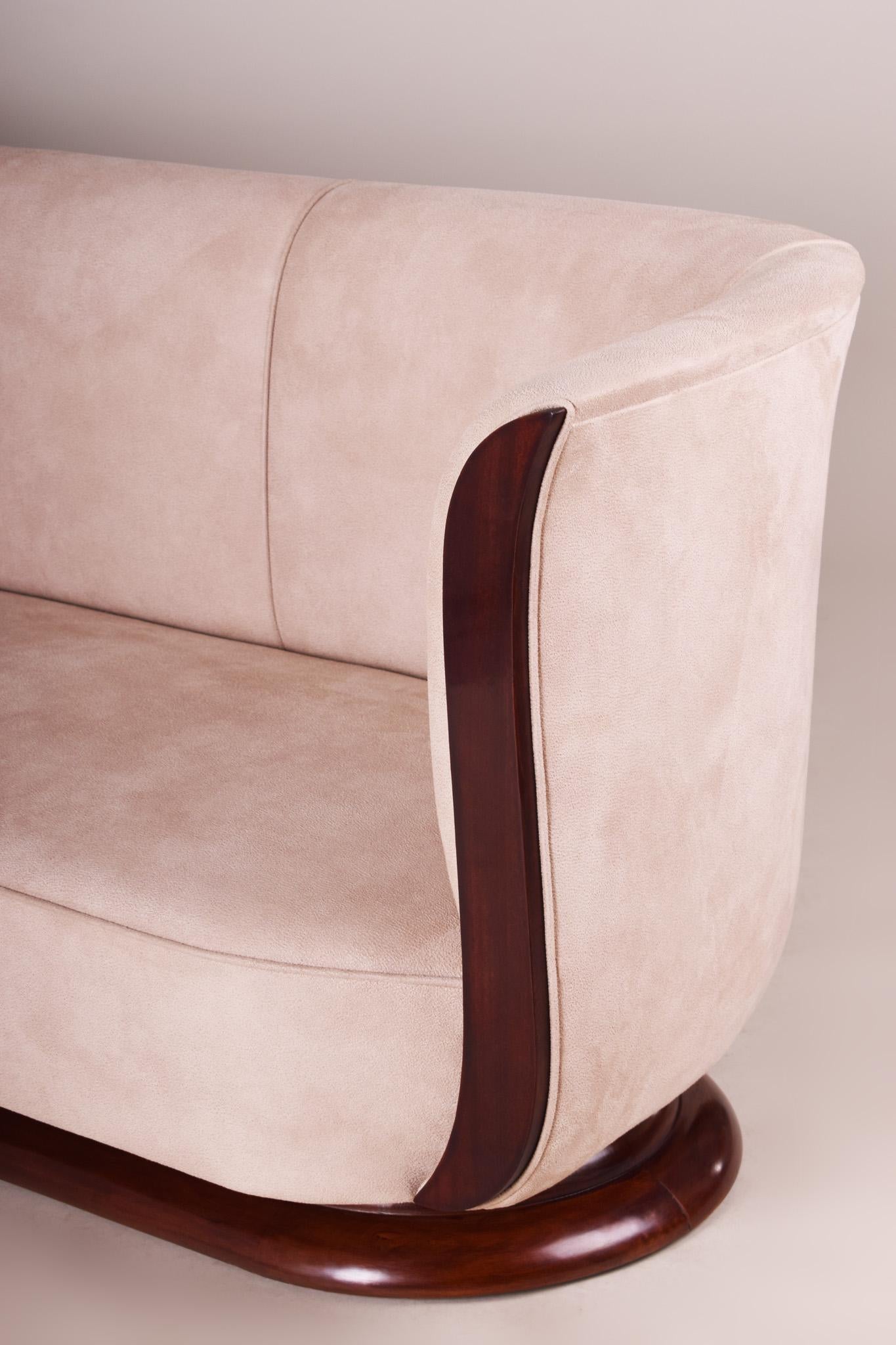 Art Deco Mahogany Tulip Sofa, Inspired of Architect Emile Jacques Ruhlmann In Good Condition In Horomerice, CZ