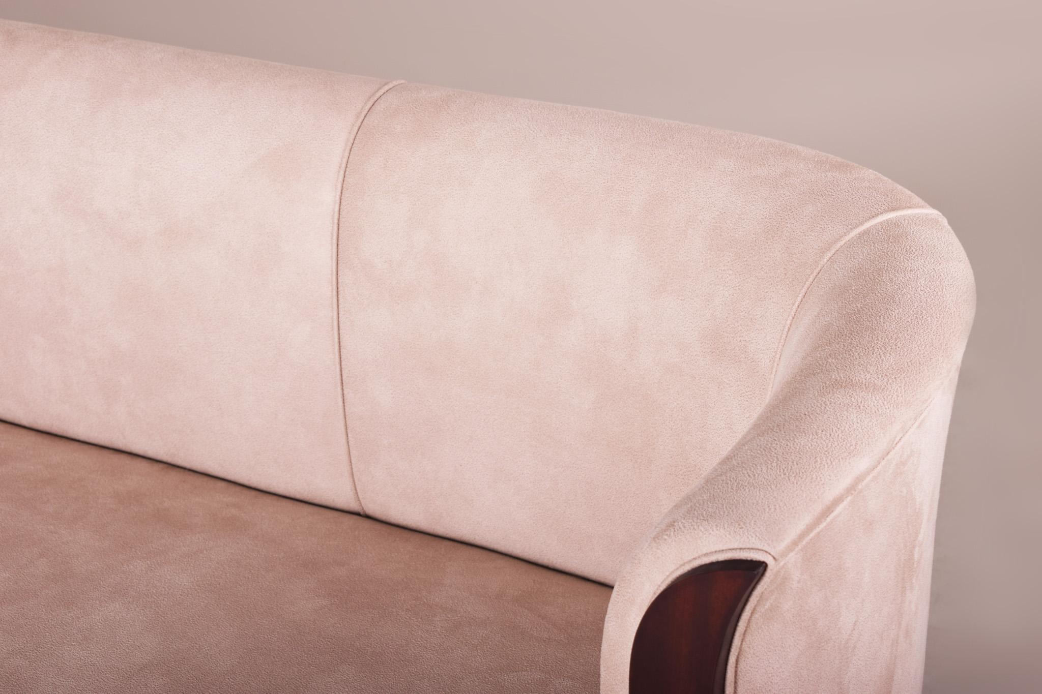 Mid-20th Century Art Deco Mahogany Tulip Sofa, Inspired of Architect Emile Jacques Ruhlmann