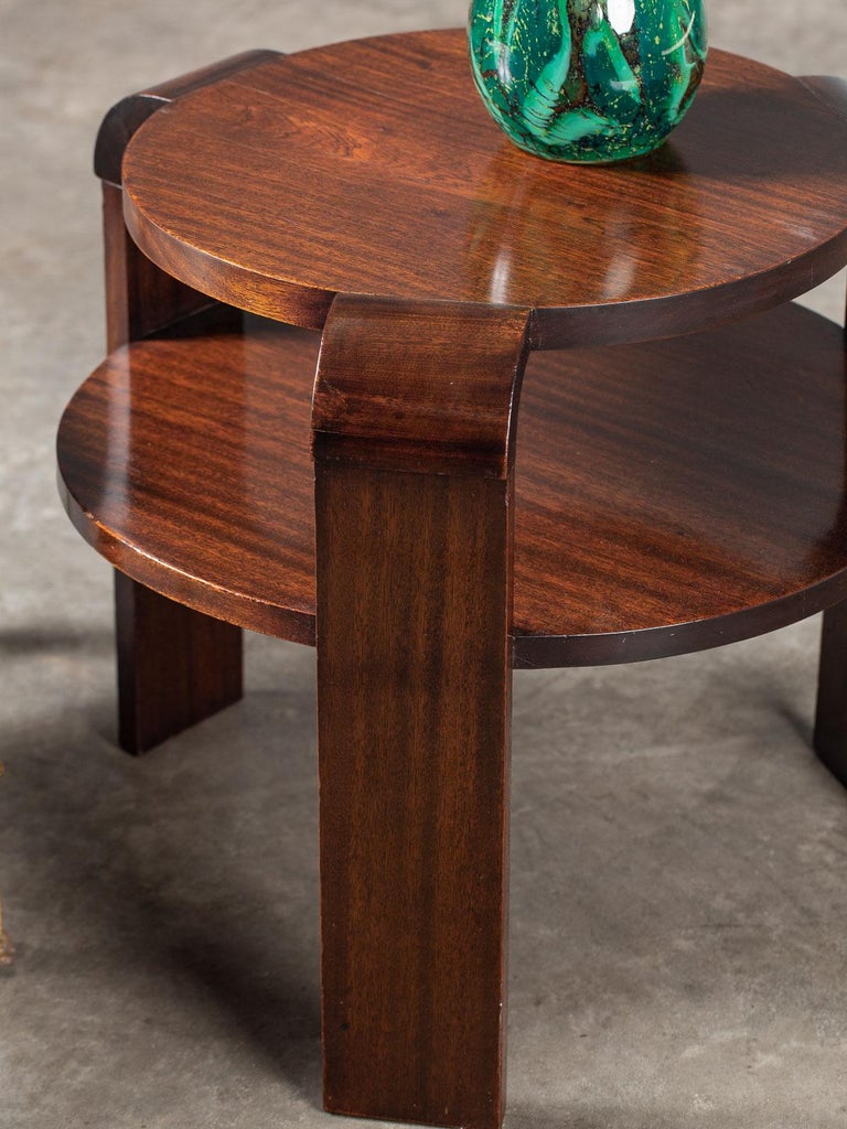Art Deco Mahogany TwoTier Round Table Vintage French, circa 1930 at