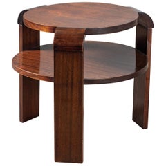 Art Deco Mahogany Two-Tier Round Table Vintage French, circa 1930