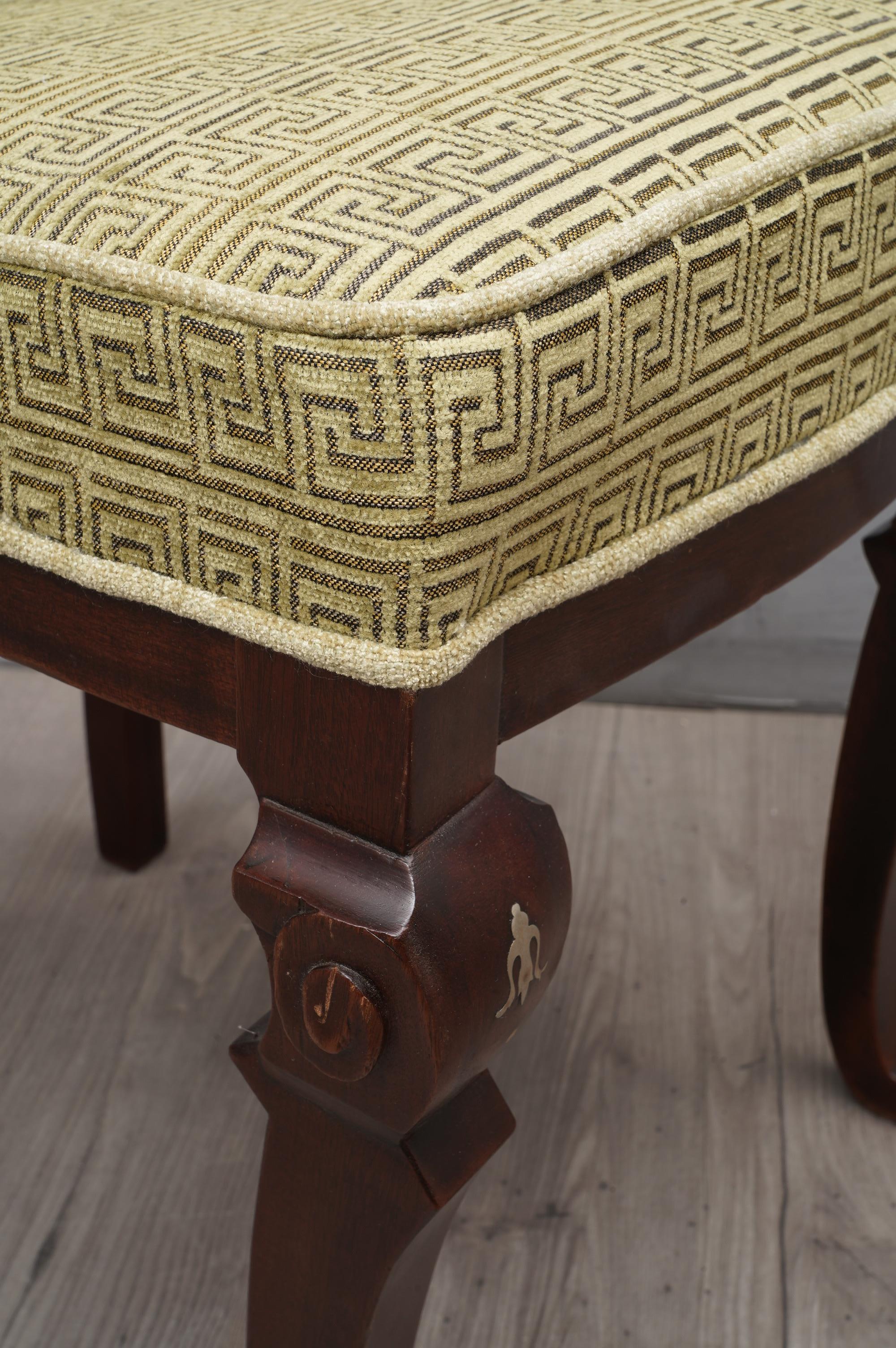 Chaises Art Déco en bois d'acajou et velours vert géométrique:: 1920 Bon état - En vente à Rome, IT