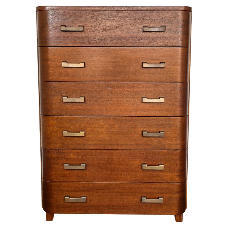Art Deco Mahogany Wood Highboy Dresser 1920s Vintage at 1stDibs