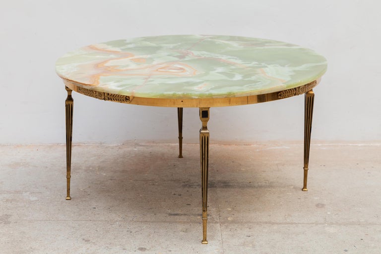 Neoclassical Art Deco Maison Jansen Round Onyx Large Coffee Table, 1940s, France