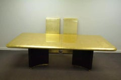 Art Deco Maison Jansen Style Custom Gold Leaf Extension Dining Conference Table