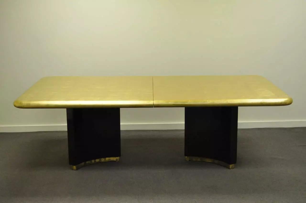 Art Deco Maison Jansen Stil, maßgefertigter, ausziehbarer Konferenztisch mit Blattgold (Unbekannt) im Angebot