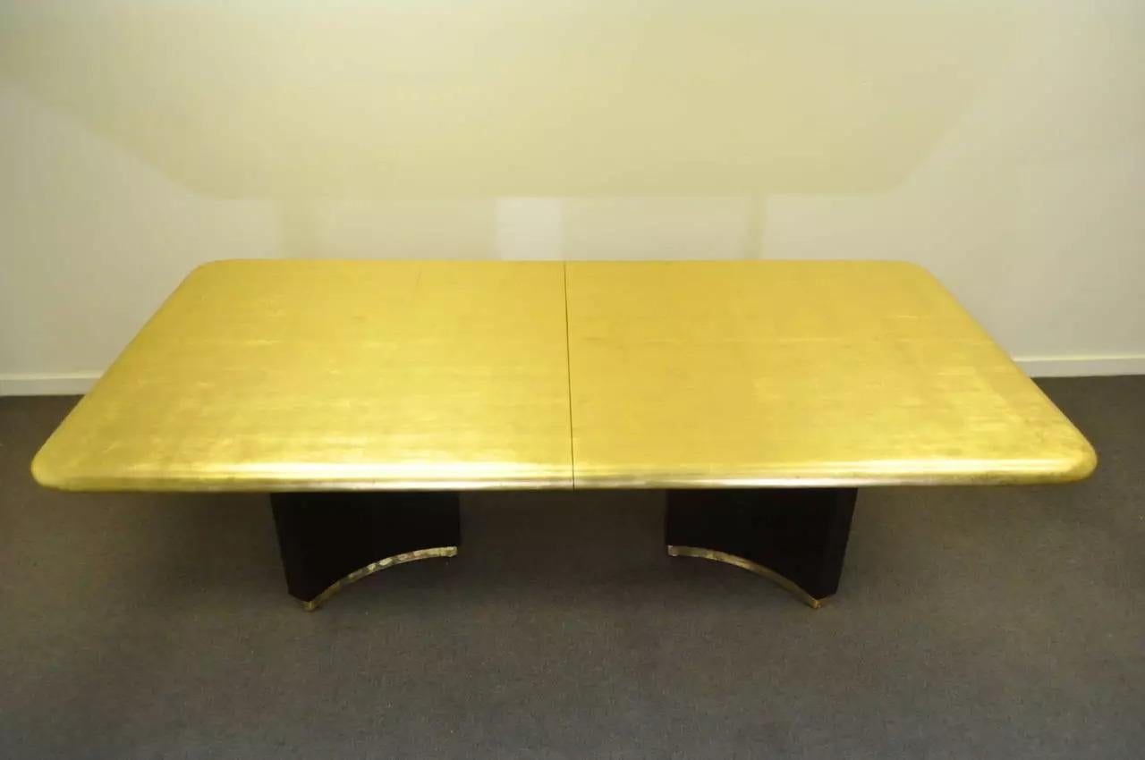 Art Deco Maison Jansen Stil, maßgefertigter, ausziehbarer Konferenztisch mit Blattgold im Angebot 2