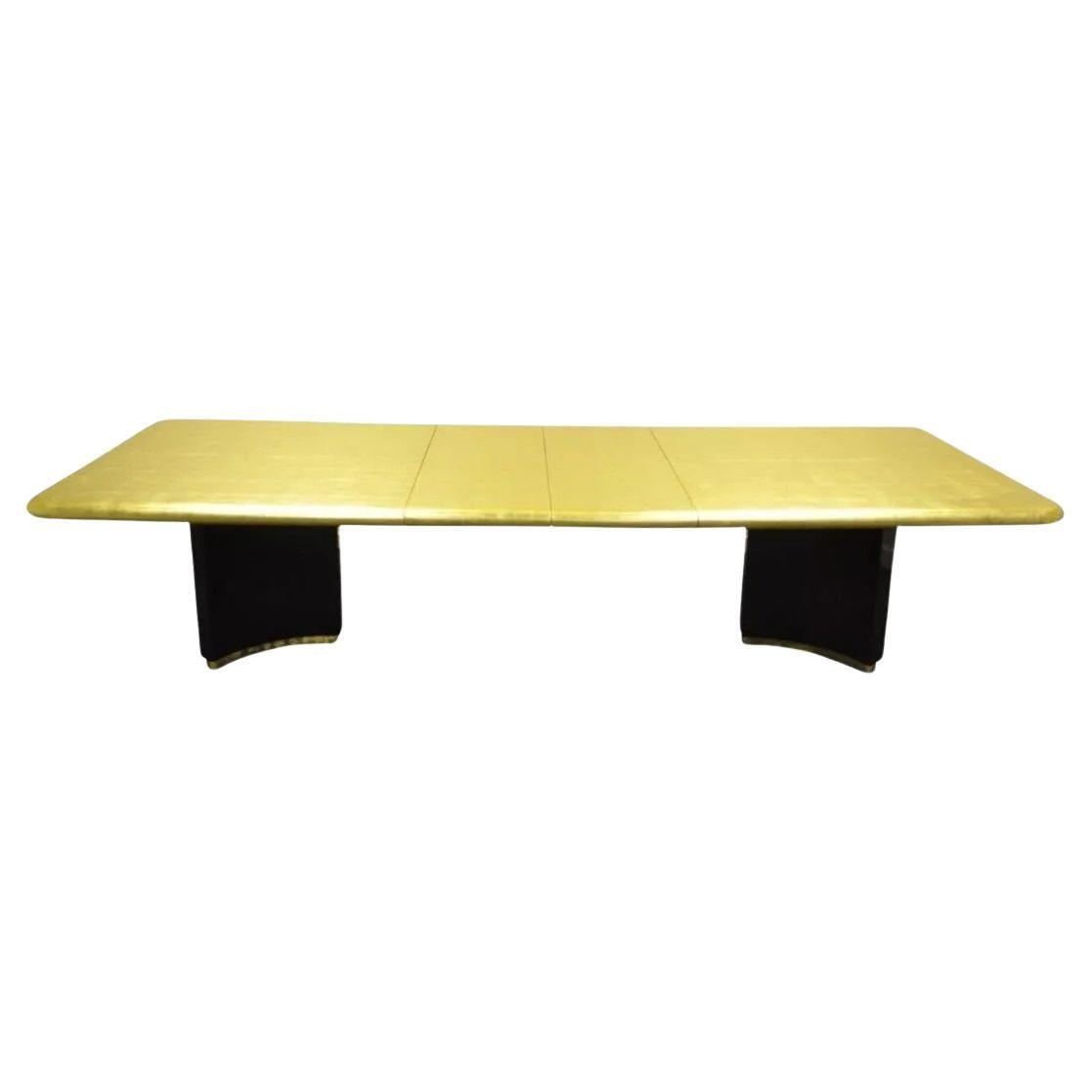 Art Deco Maison Jansen Stil, maßgefertigter, ausziehbarer Konferenztisch mit Blattgold im Angebot