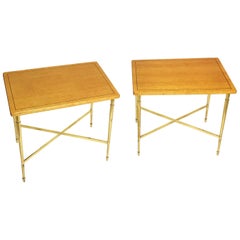 Art Deco Maison Jansen Style Solid Brass Side or End Tables, 1930s, France