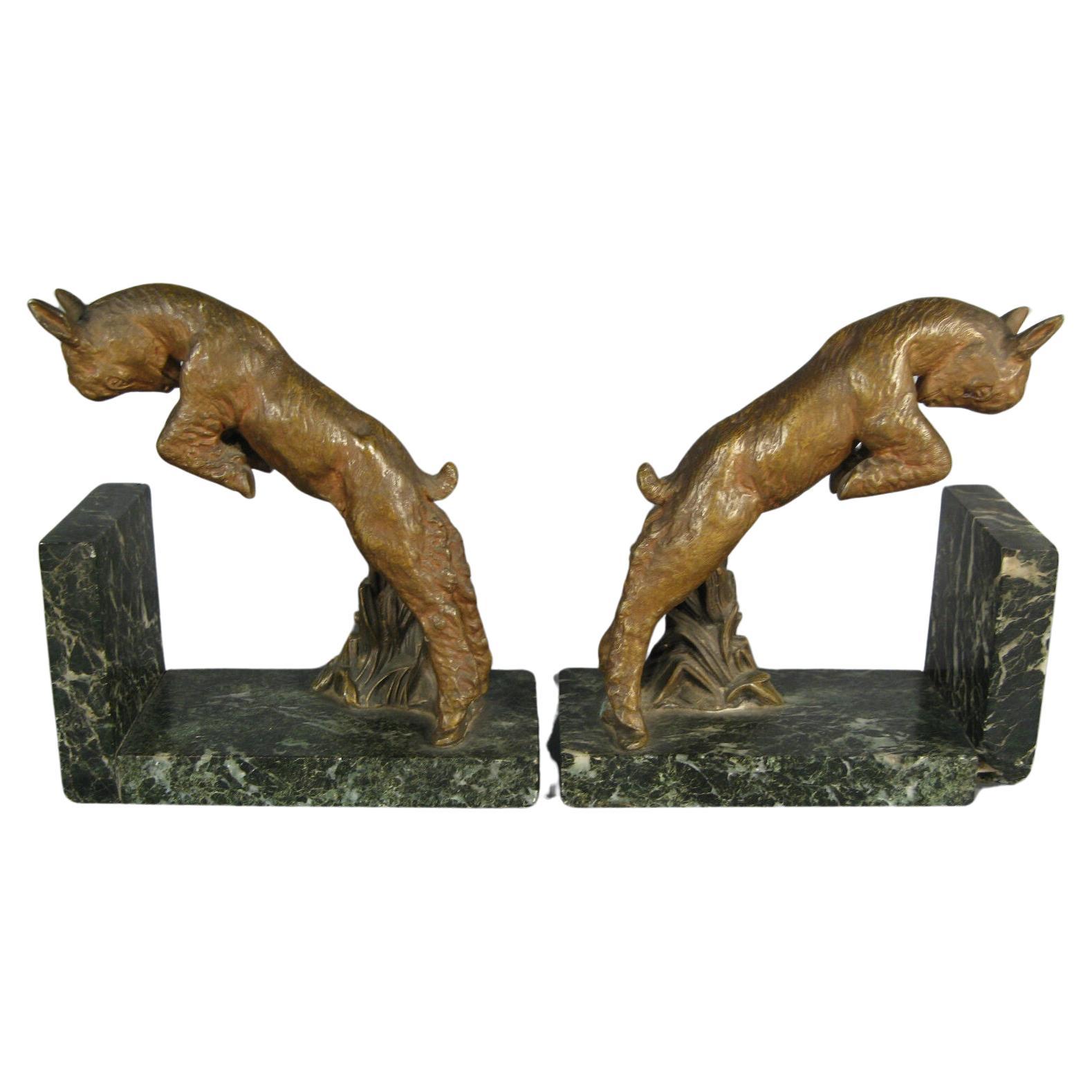 Art Deco Majesty: Vintage Ibex Bookends (1930s/1940s) -1Y08